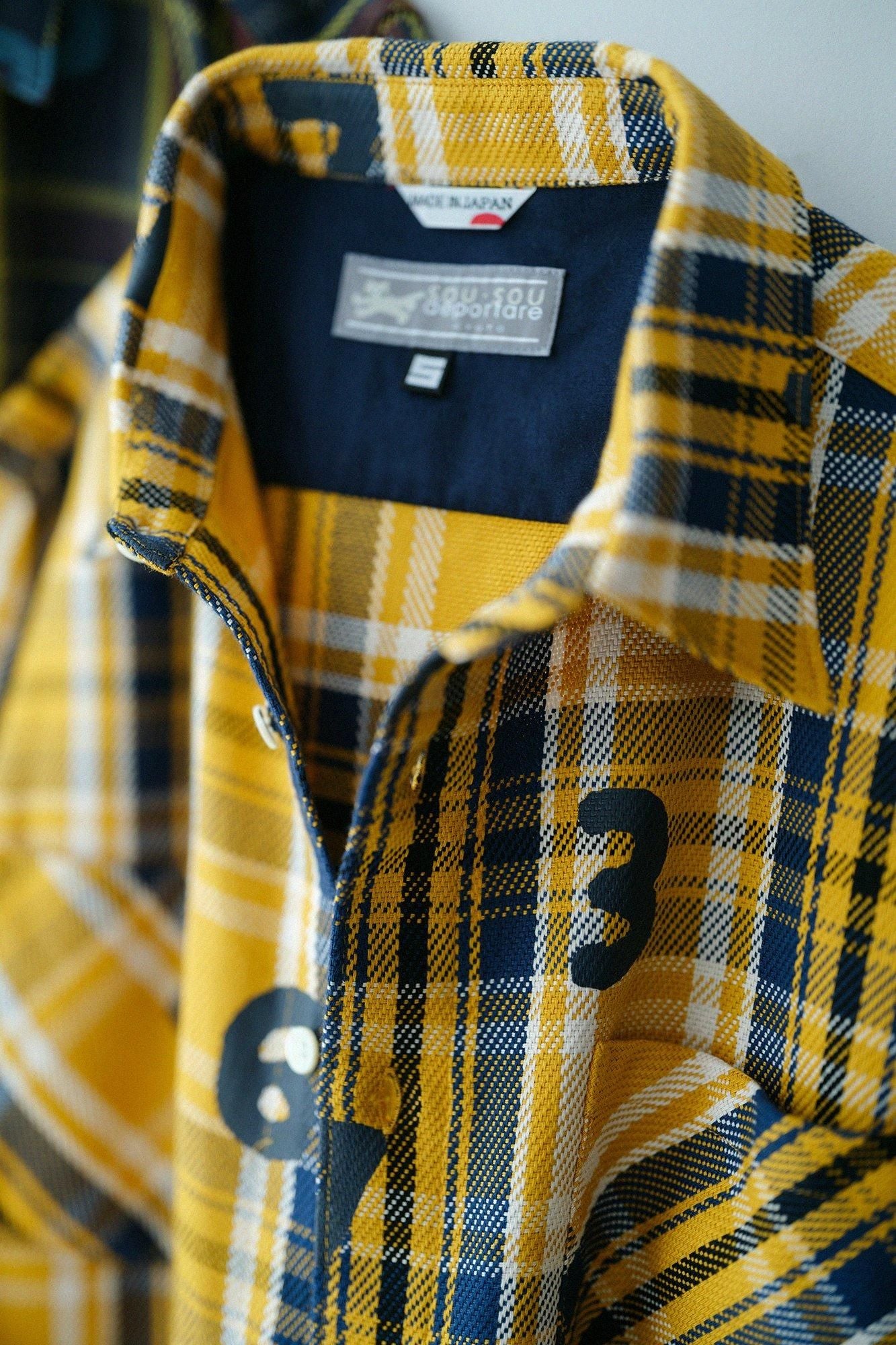 Heavy Twill Check Long-sleeved Shirt / SO-SU-U Golden Yellow