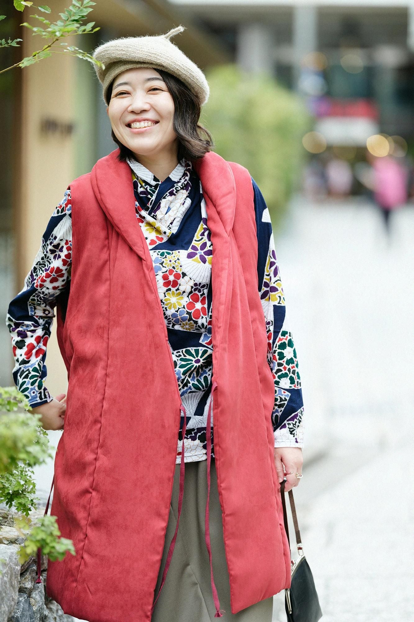 Faux-Nubuk Nagajinbaori (Nagajinbaori) Füllung (Nakawataawase)/Rotbraune Farbe