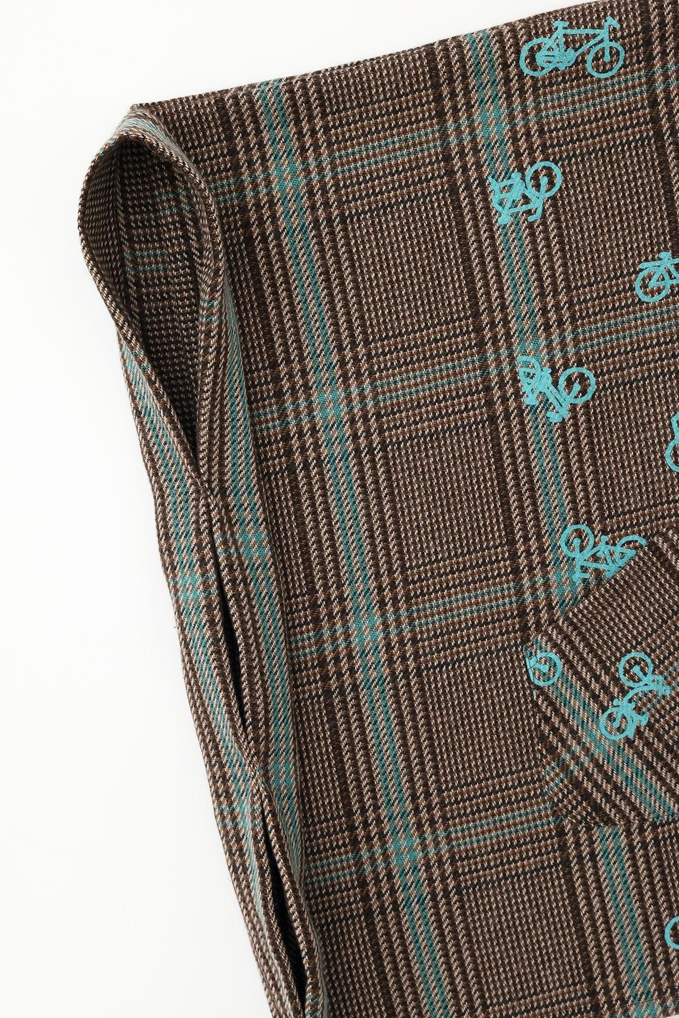 Woll-Tweed-BIKE-Poncho/Ränder hier und da, braun kariert