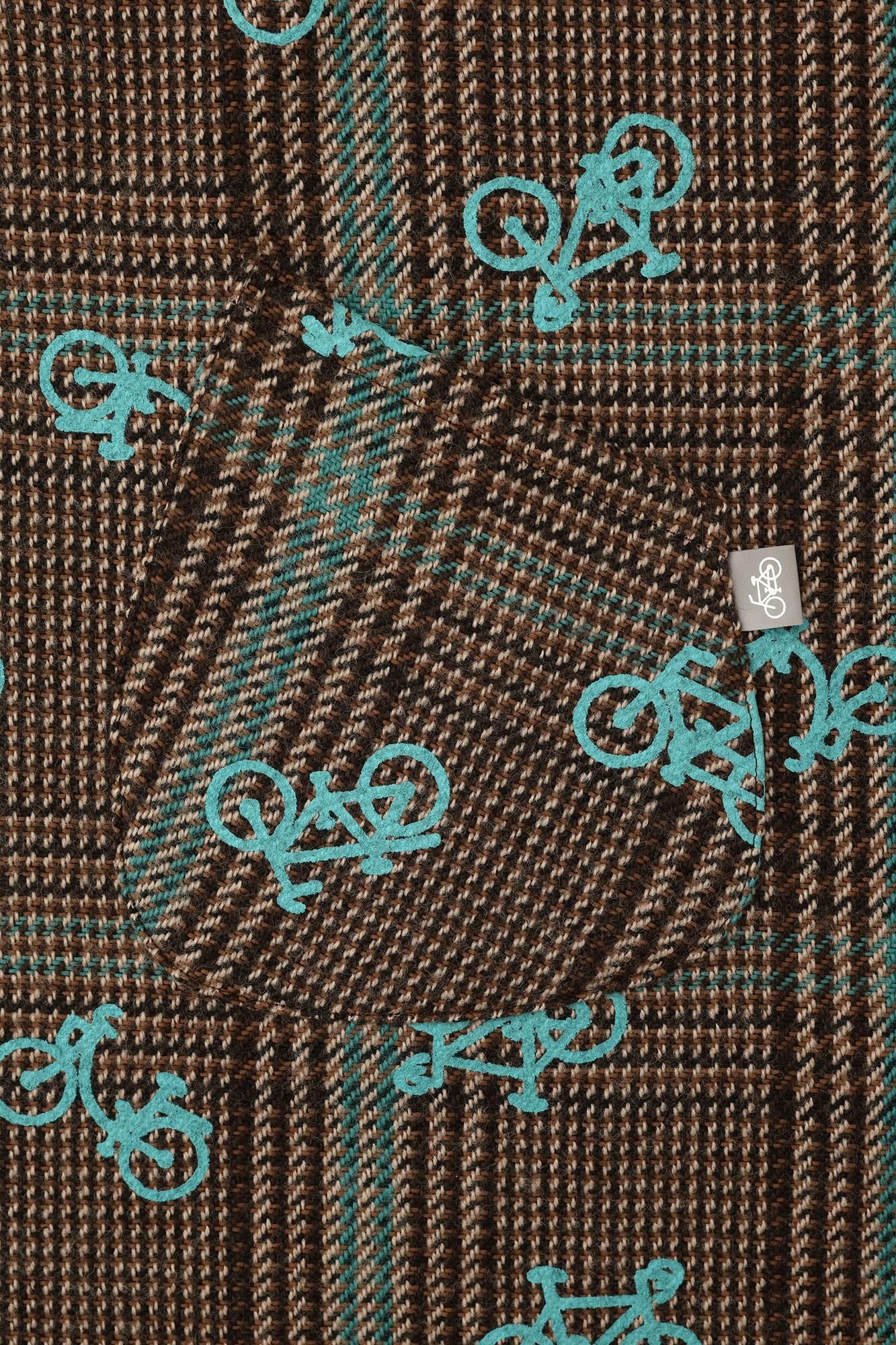 Woll-Tweed-BIKE-Poncho/Ränder hier und da, braun kariert