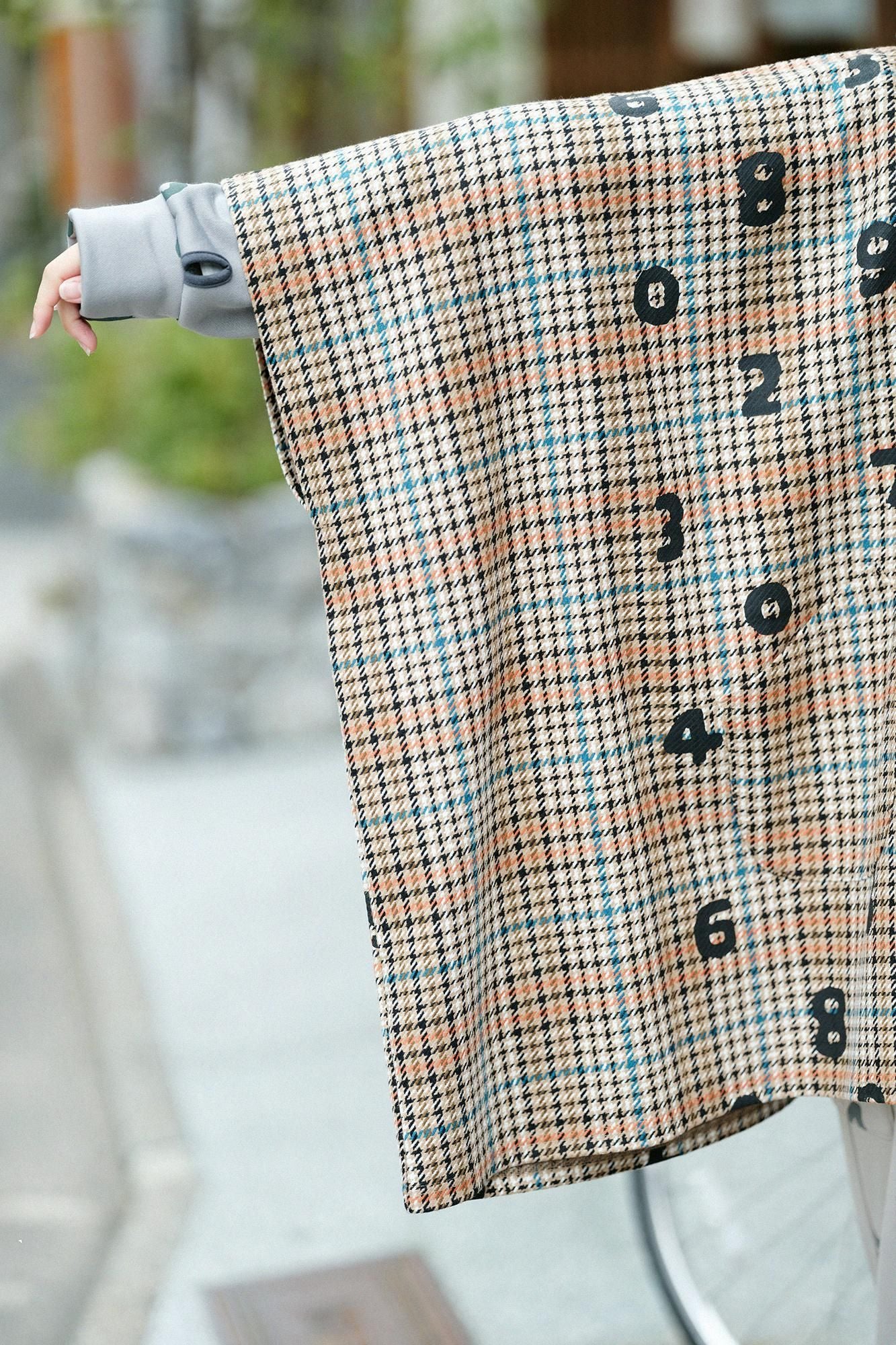 BALLI Twill BIKE Poncho／SO-SU-Uand Blank Cream Check 