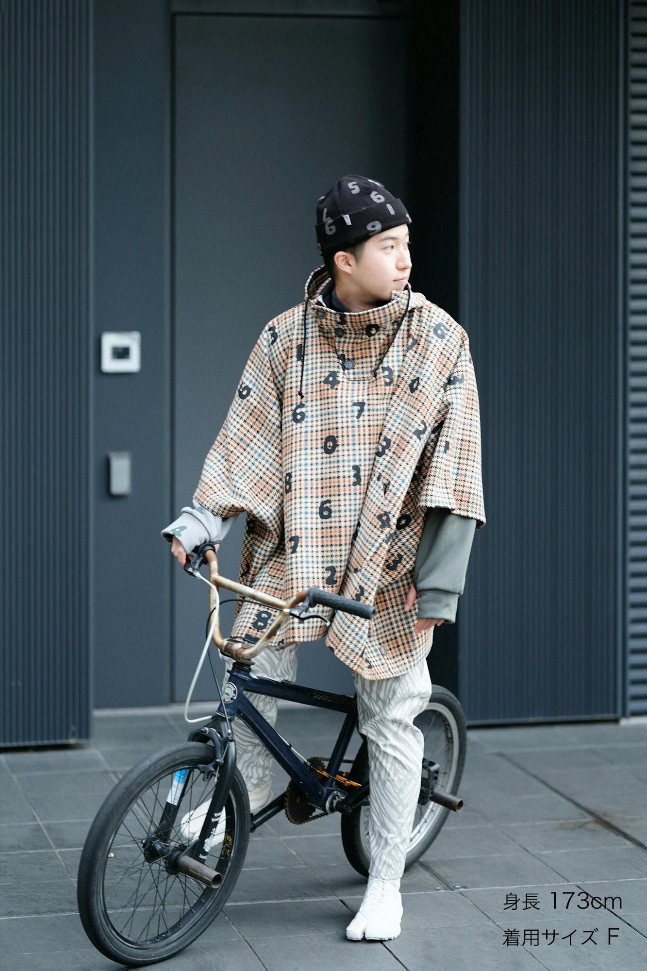 BALLI Twill BIKE Poncho／SO-SU-Uand Blank Cream Check 
