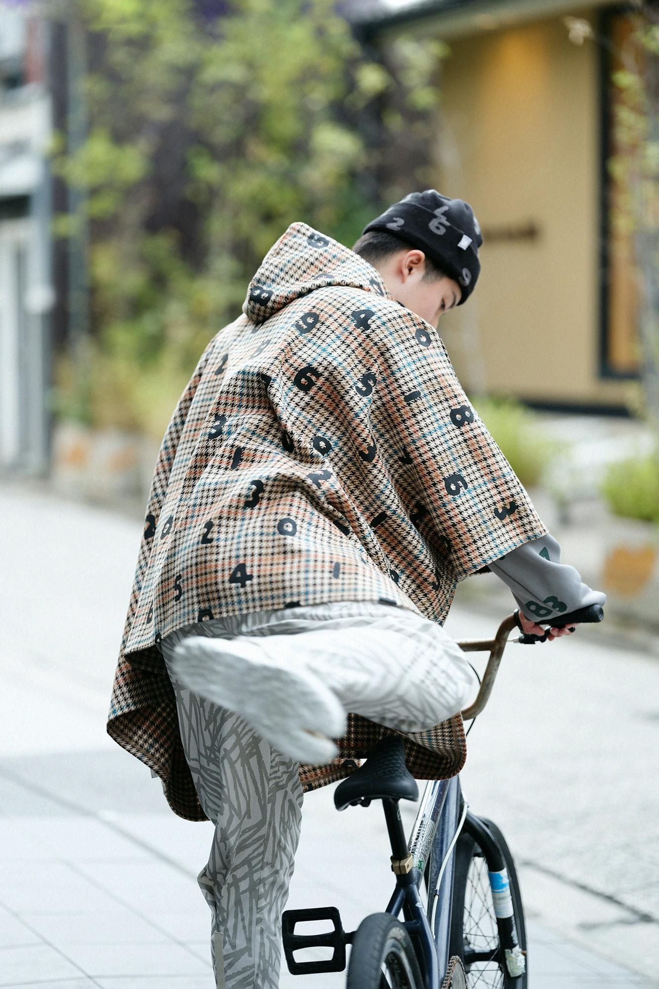 BALLI Twill BIKE Poncho／SO-SU-Uand Blank Cream Check 