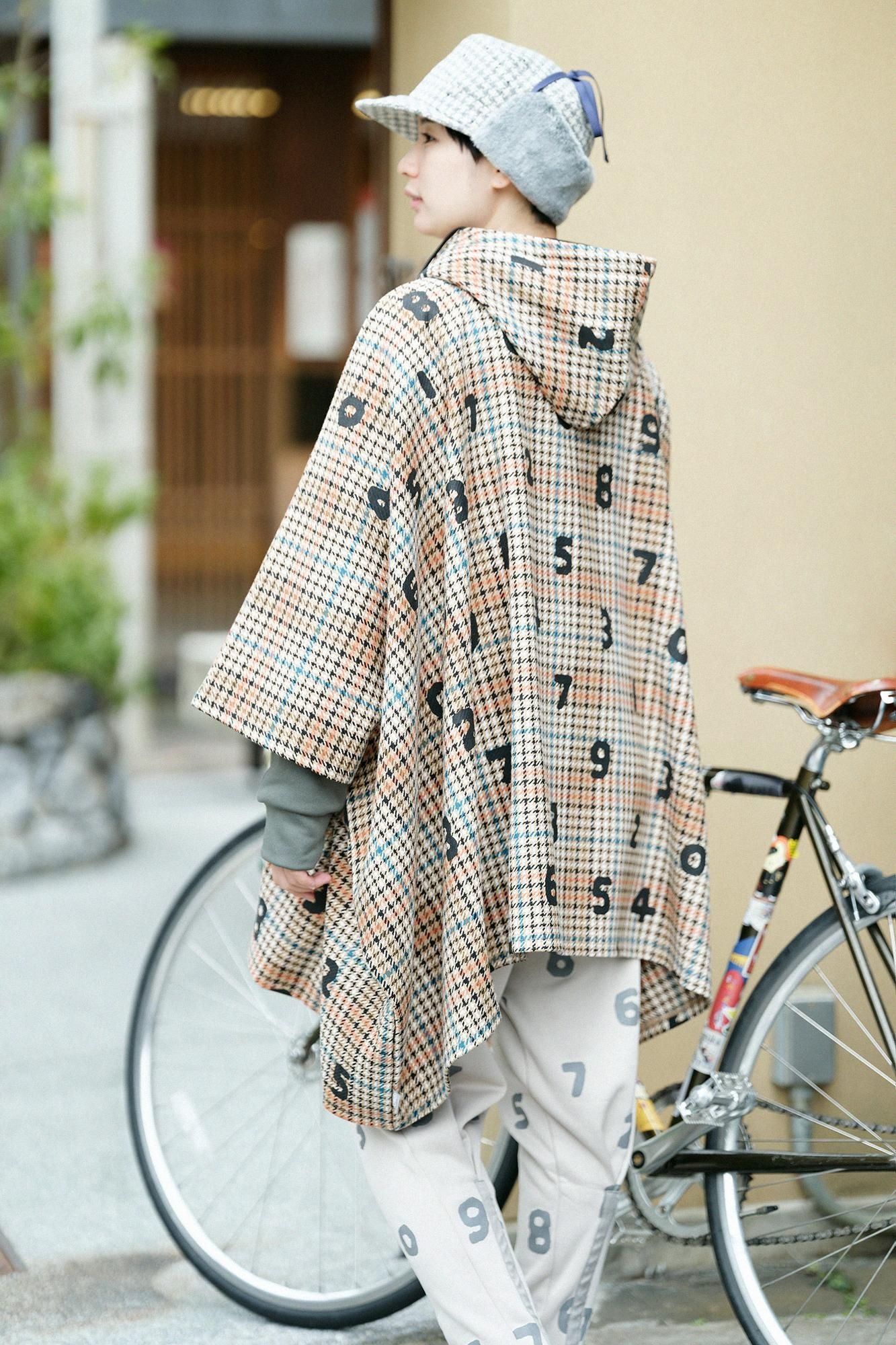 BALLI Twill BIKE Poncho／SO-SU-Uand Blank Cream Check 