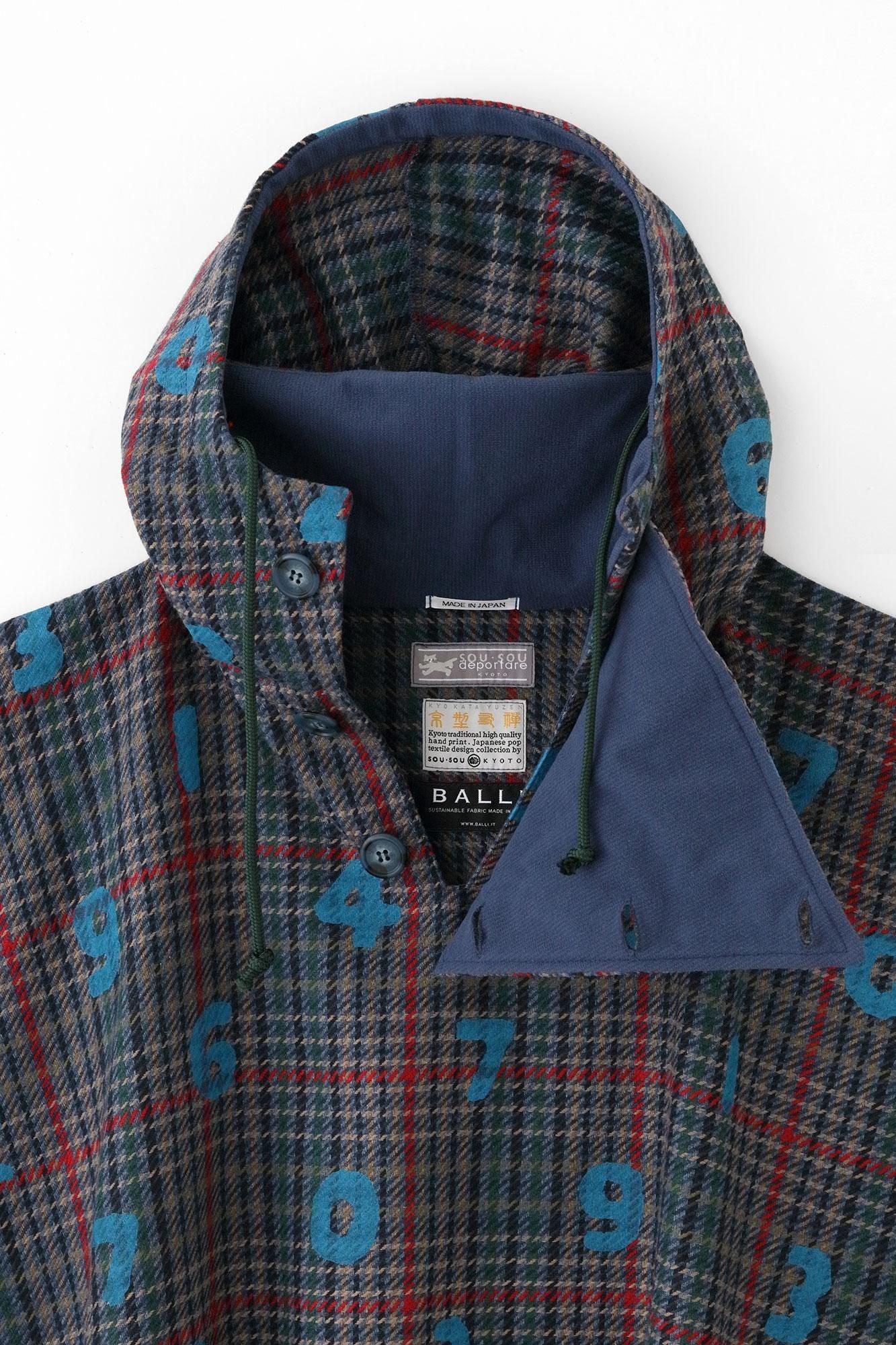 BALLI Twill BIKE Poncho/SO-SU-Uund Margin (Yohaku) Marinekaro
