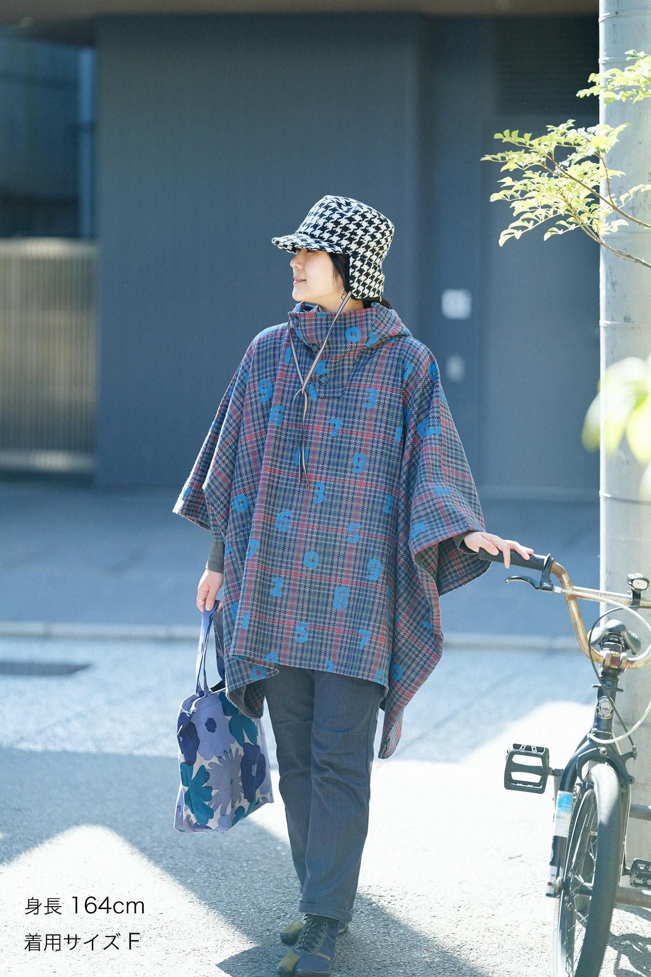 BALLI Twill BIKE Poncho/SO-SU-Uund Margin (Yohaku) Marinekaro
