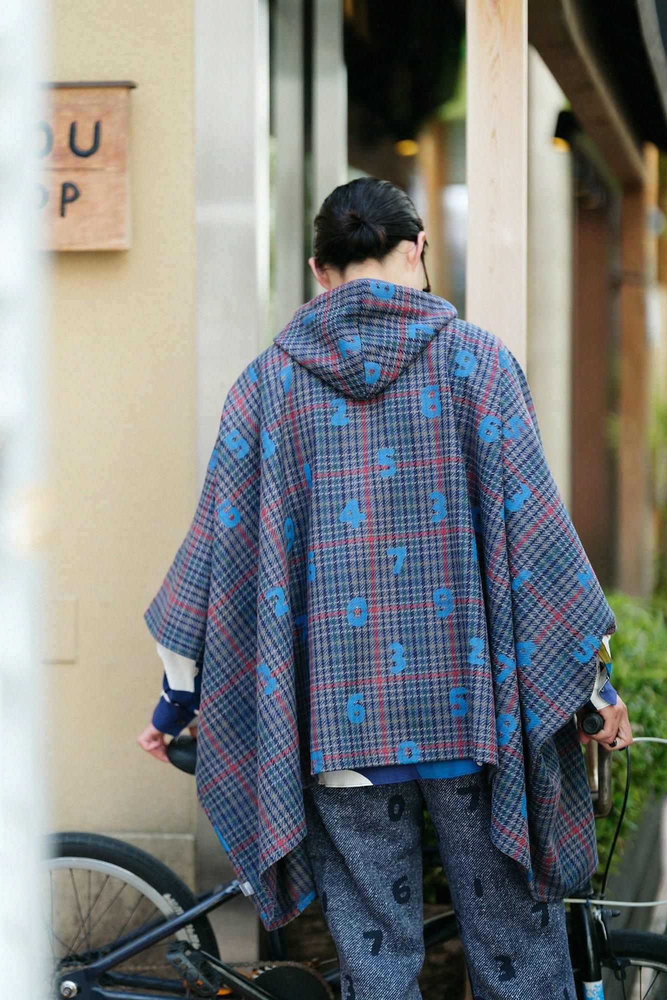 BALLI Twill BIKE Poncho/SO-SU-Uund Margin (Yohaku) Marinekaro