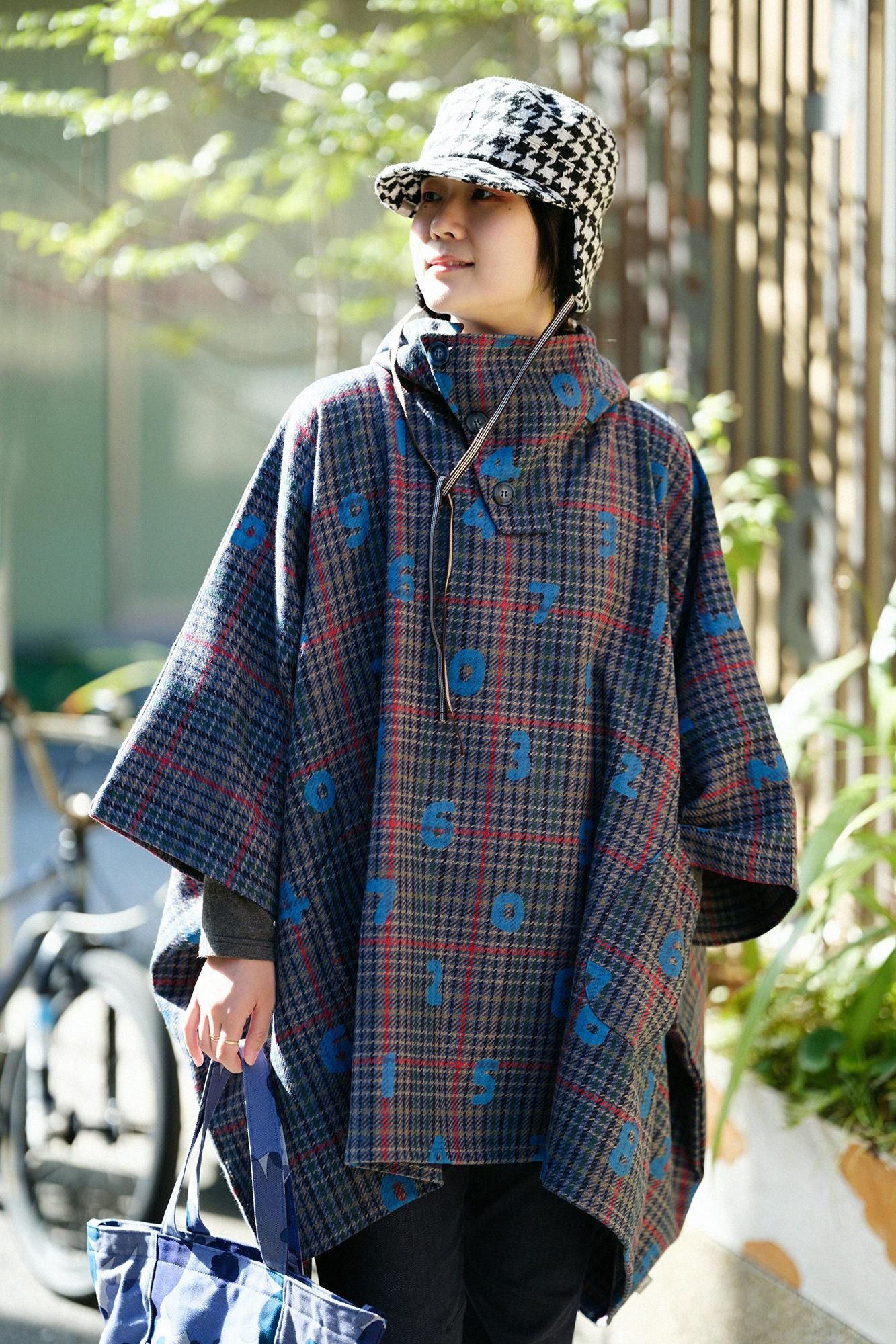 BALLI Twill BIKE Poncho/SO-SU-Uund Margin (Yohaku) Marinekaro