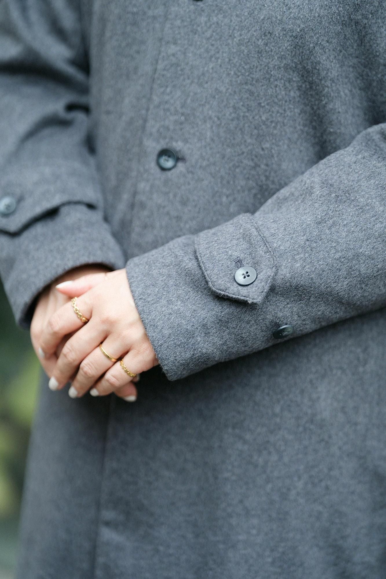 Super 120's Wool S.C. Long Coat 2.0/Dark Ash x Comic
