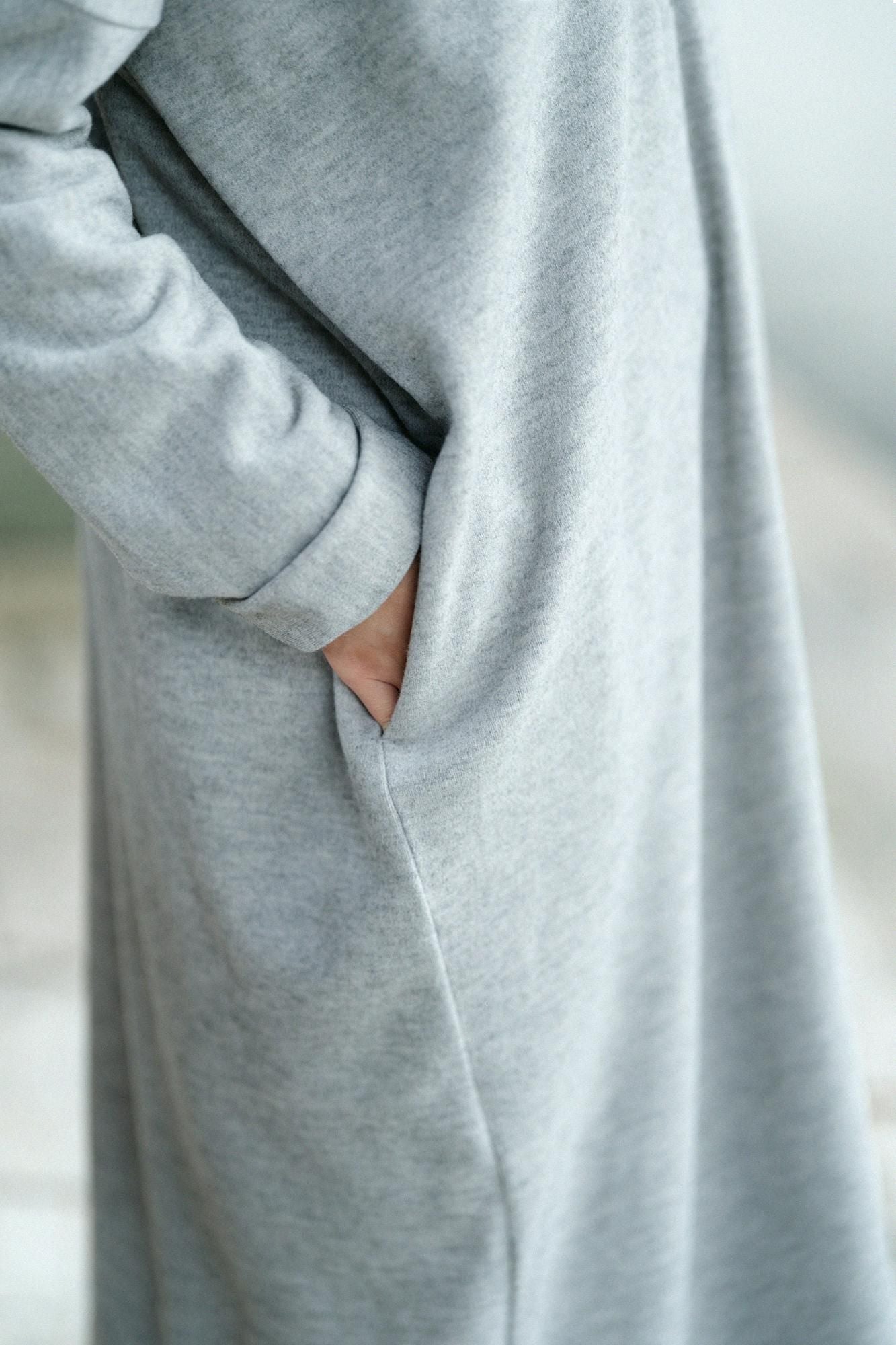 멜턴이지 테이퍼드 팬츠 스탠드칼라 라이트 코트／회색