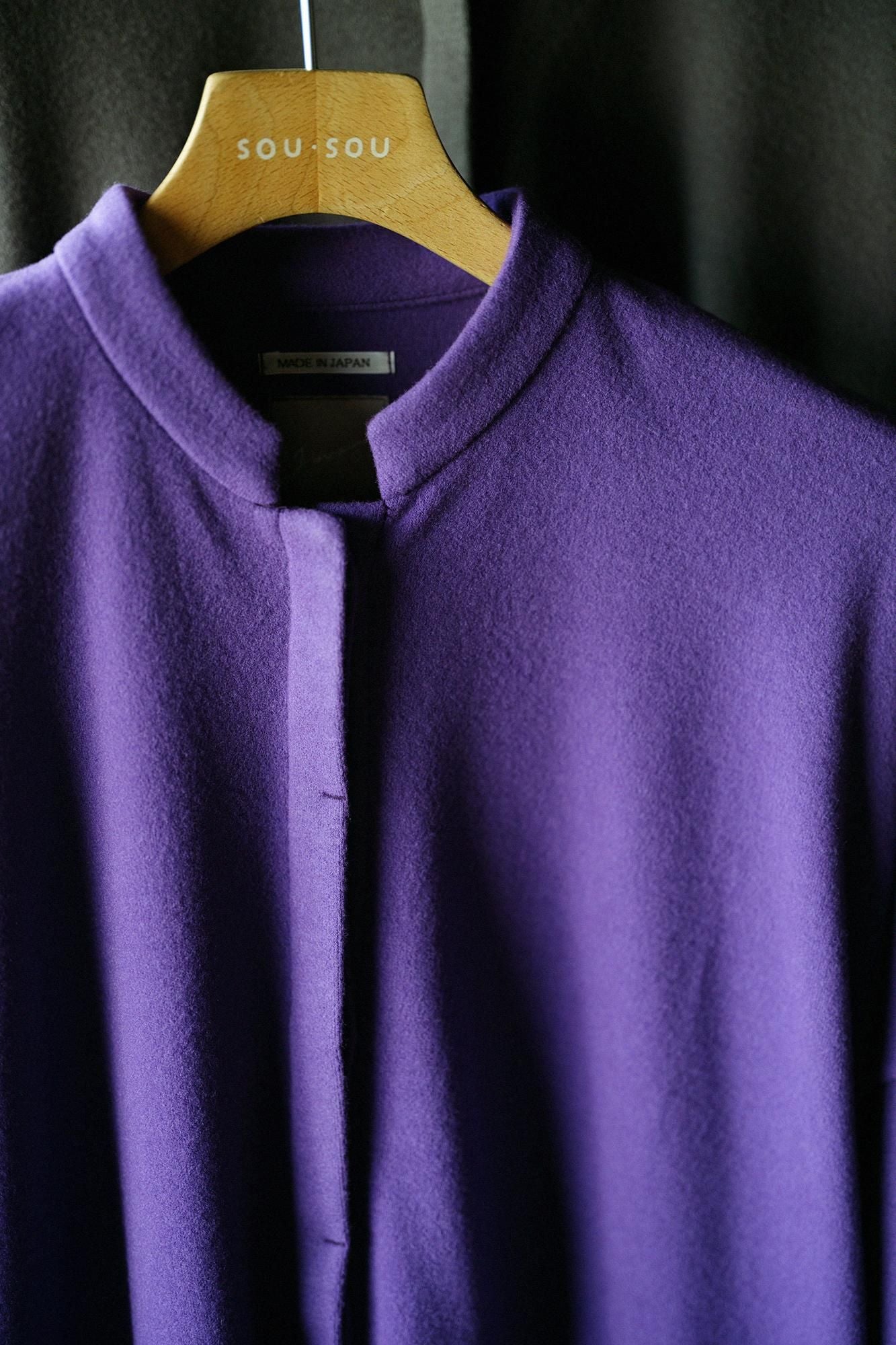 Melton Smooth Stand Collar Light Coat/Edo Murasaki