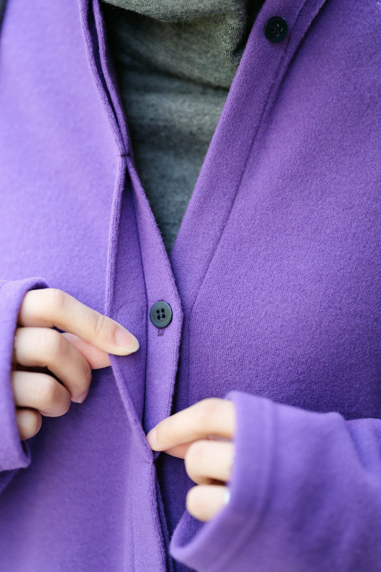 Melton Smooth Stand Collar Light Coat/Edo Murasaki