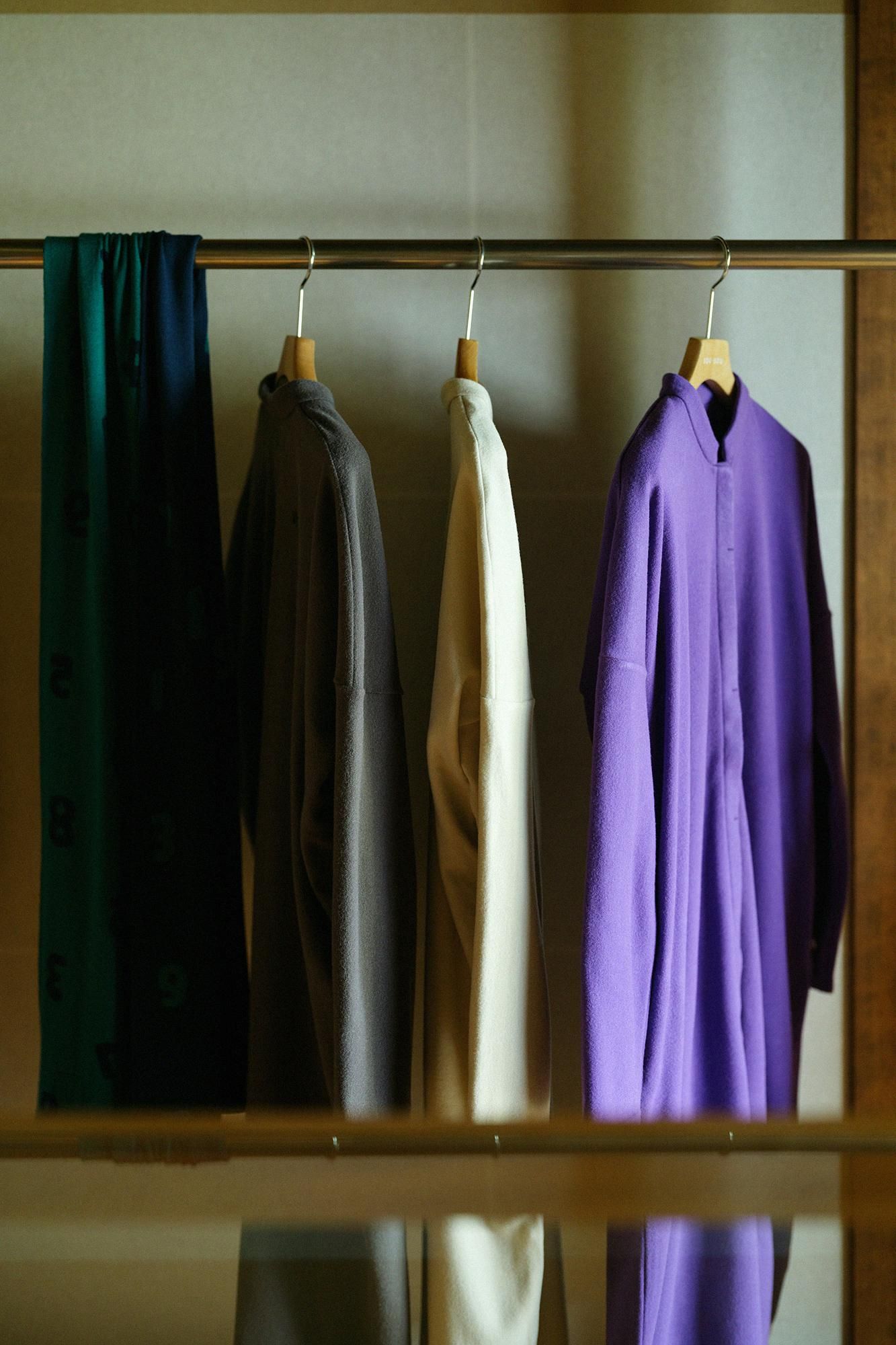 Melton Smooth Stand Collar Light Coat/Edo Murasaki