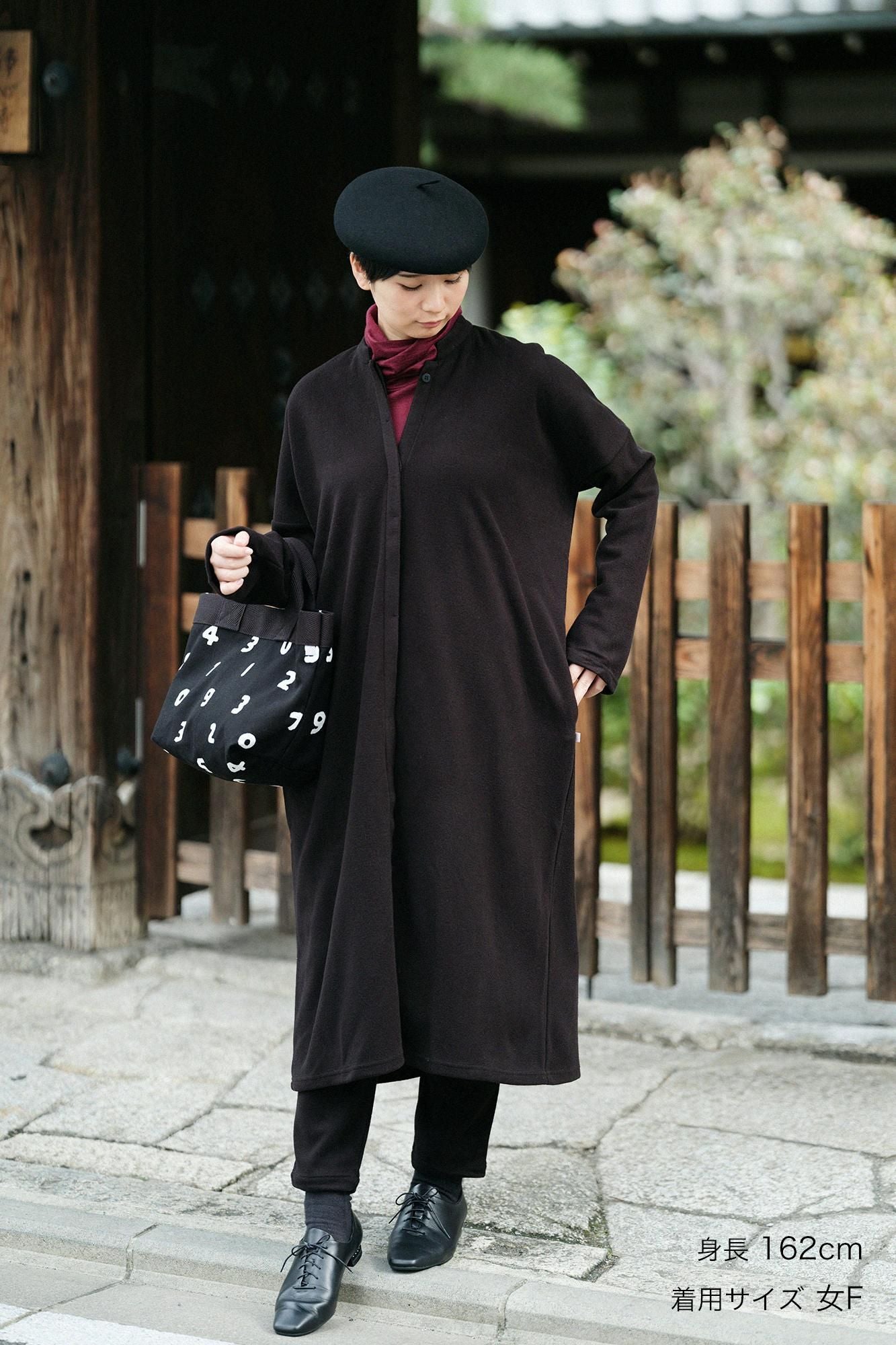 Melton Smooth Stand Collar Light Coat／Black