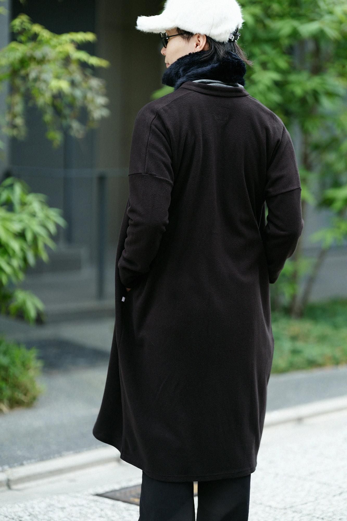 Melton Smooth Stand Collar Light Coat／Black