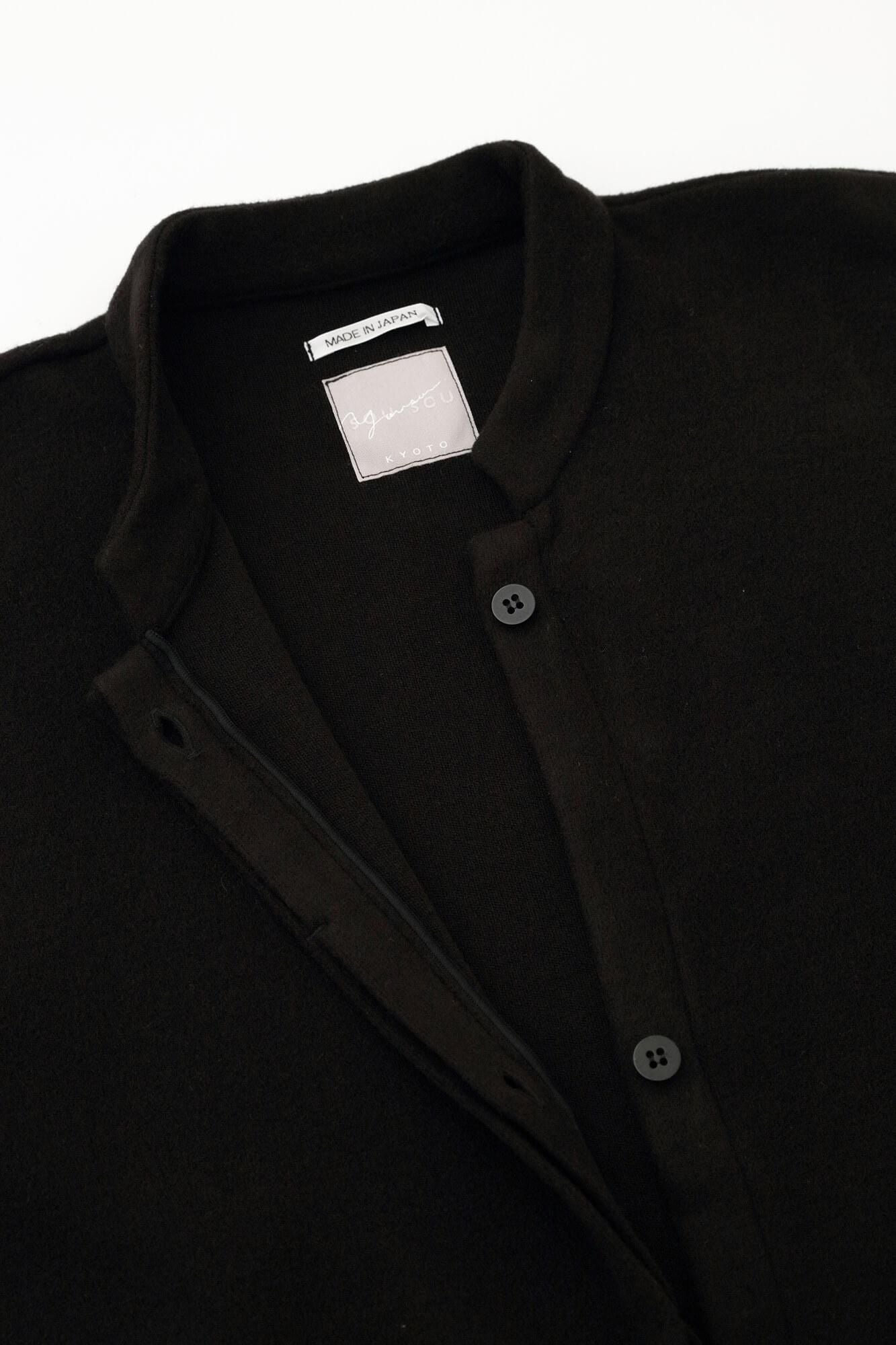 Melton Smooth Stand Collar Light Coat／Black