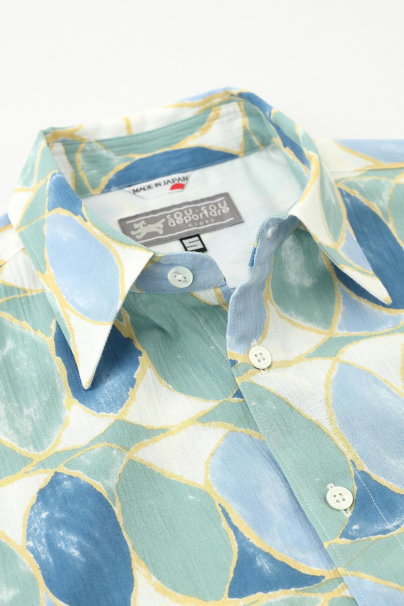 【net限定】高島縮 20/20 半袖シャツ／輪（わ）つなぎ 水影（みずかげ）