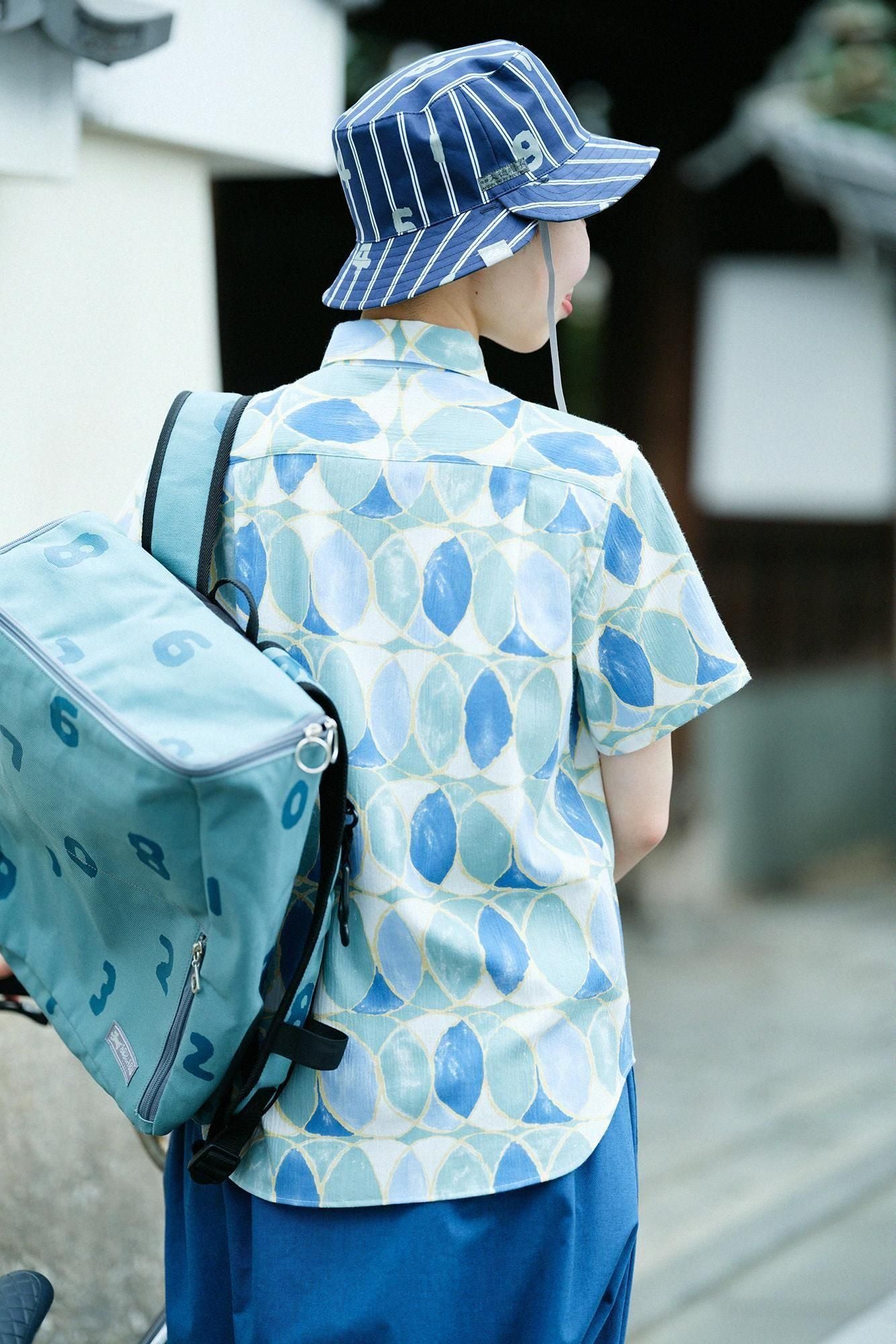 【net限定】高島縮 20/20 半袖シャツ／輪（わ）つなぎ 水影（みずかげ）