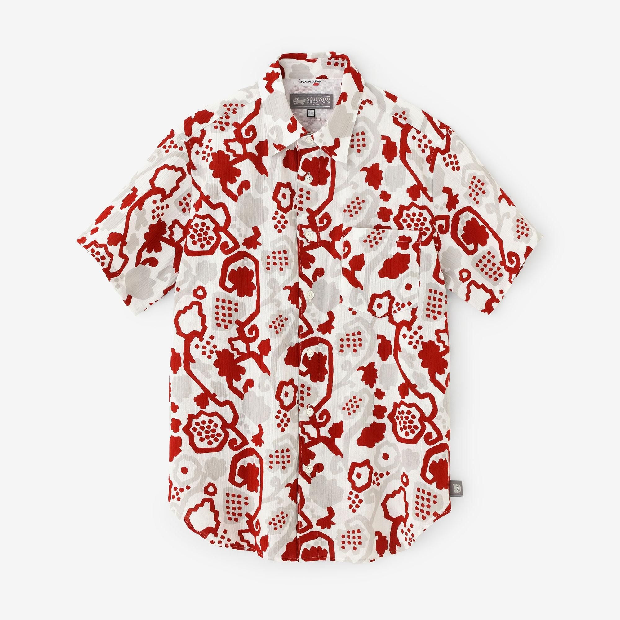 【net限定】高島縮 20/20 半袖シャツ／ぶどう唐草（からくさ）