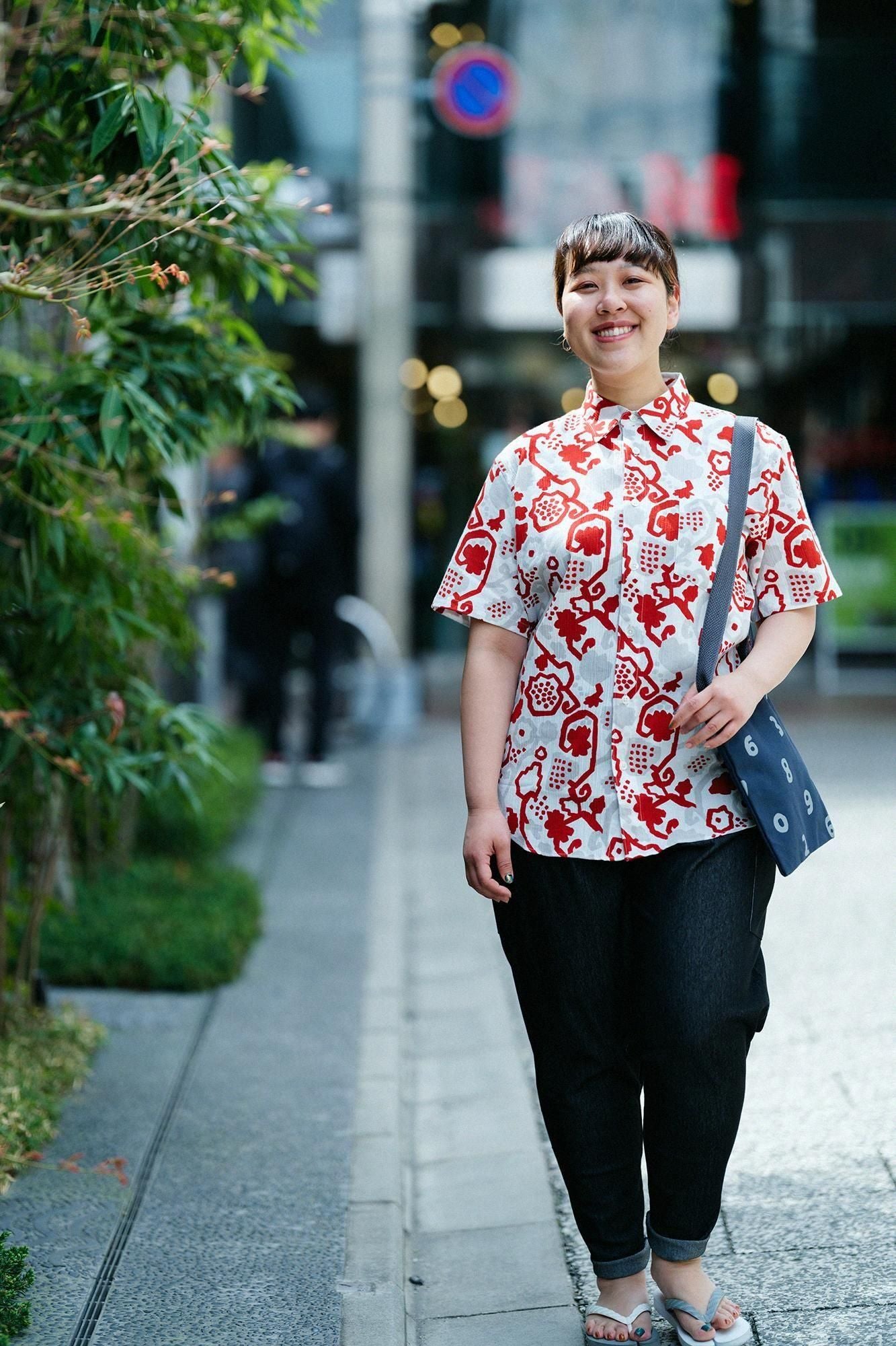 【net限定】高島縮 20/20 半袖シャツ／ぶどう唐草（からくさ）