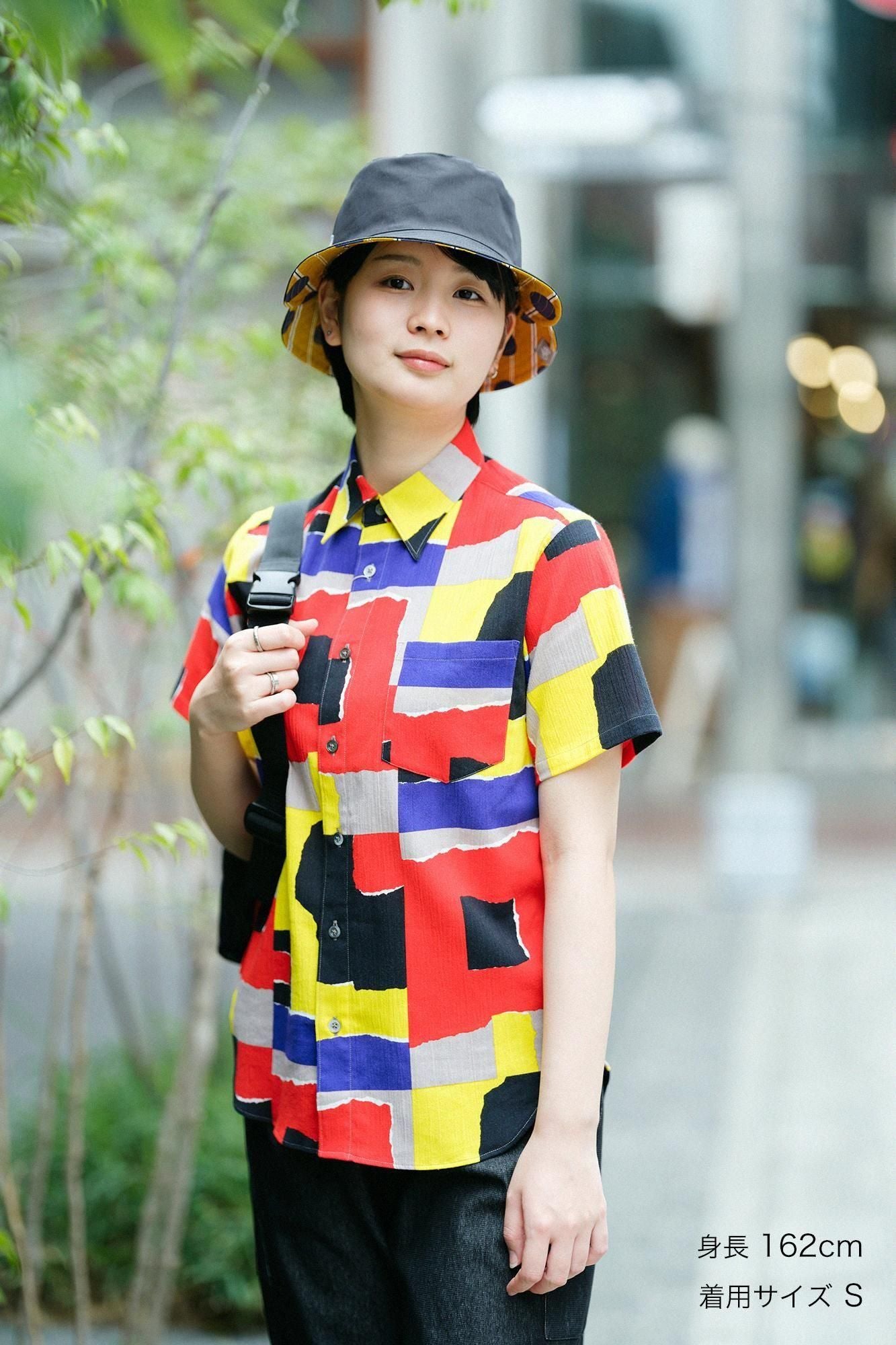 高島縮 20/20 半袖シャツ／朱夏（しゅか）