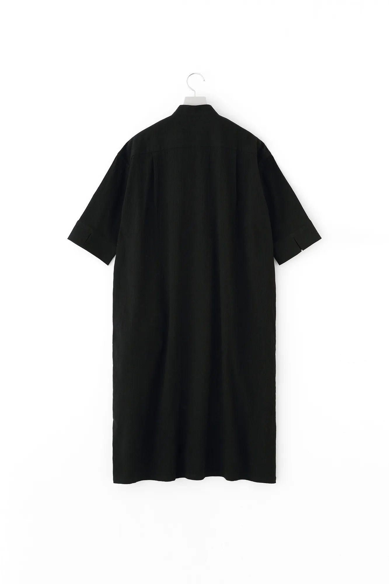 Chizimi Cotton 20/20 Gran Shirt Dress Elbow Length Sleeve／Black