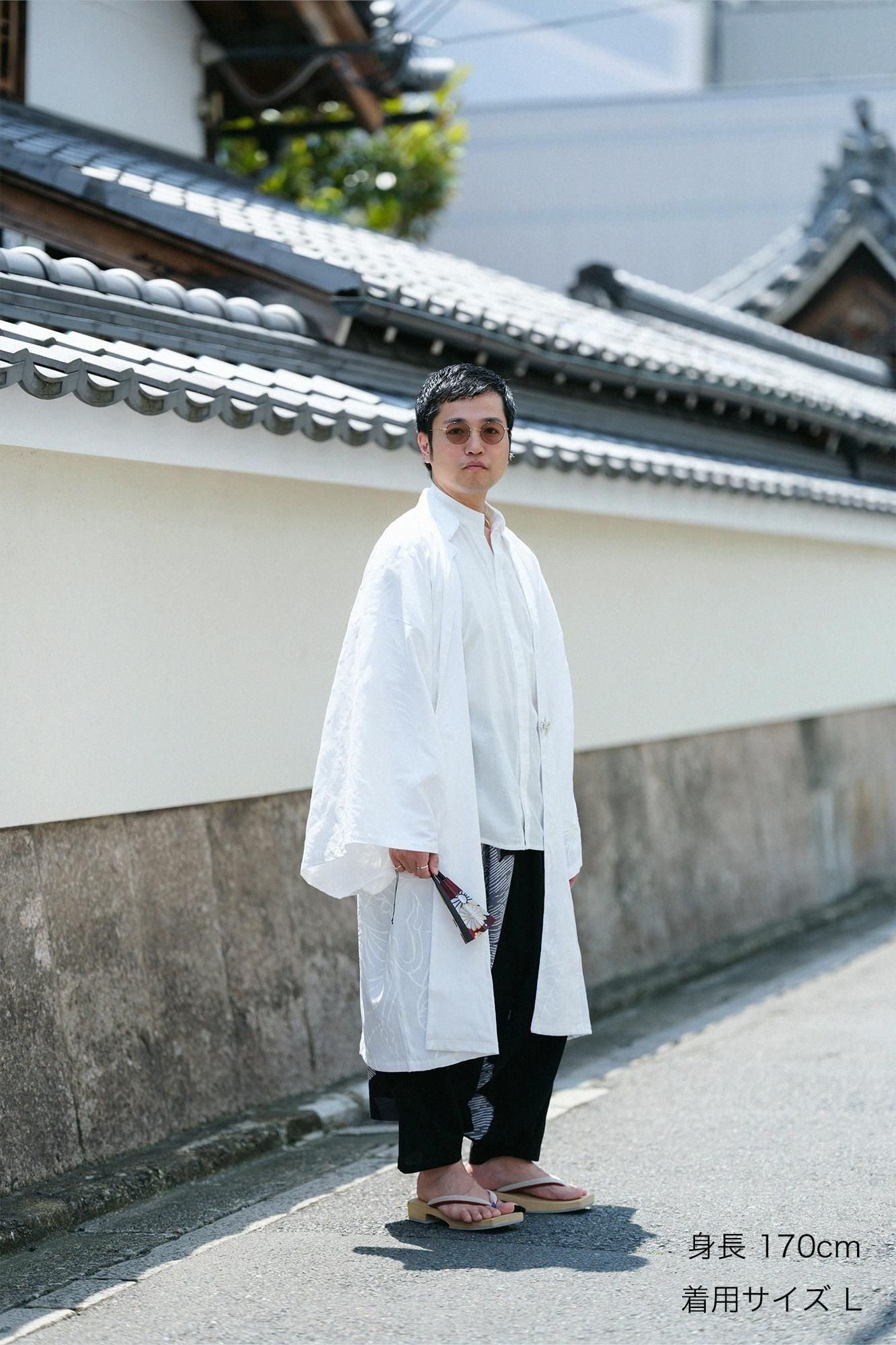 Rayonne de lin Shinshu haori Ken Hitoe / Éléphants volants Tsukumo