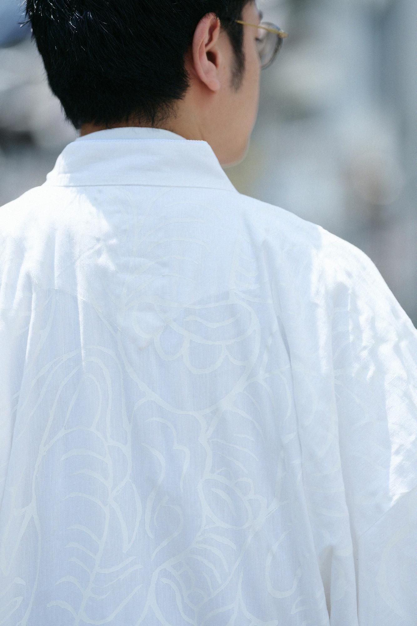 Rayonne de lin Shinshu haori Ken Hitoe / Éléphants volants Tsukumo