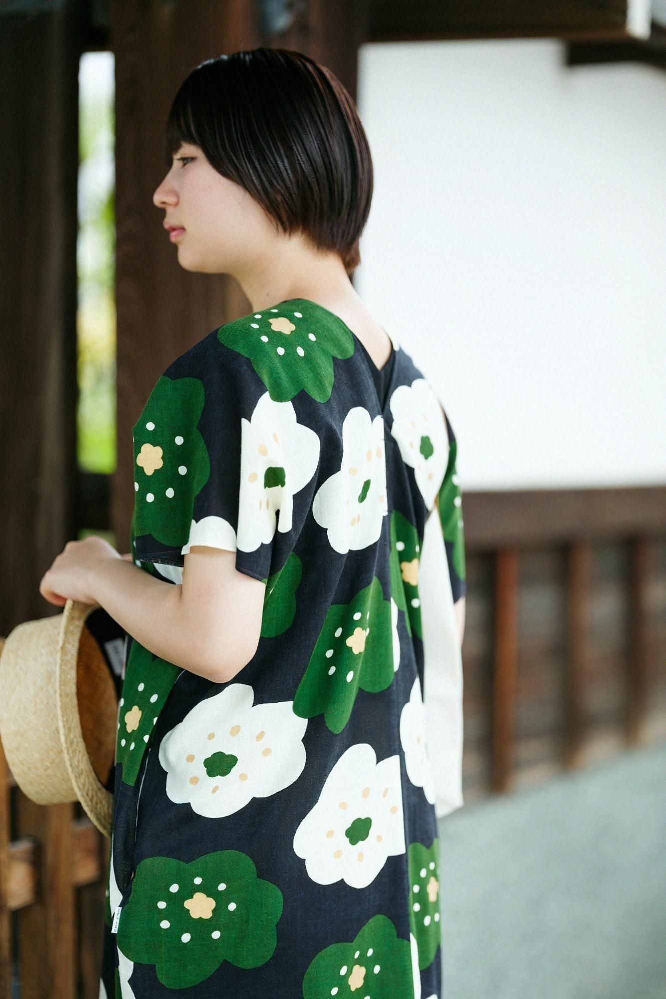 이세모멘 분 직사각형 원피스 후타츠미(둘)/호호에미 검은색