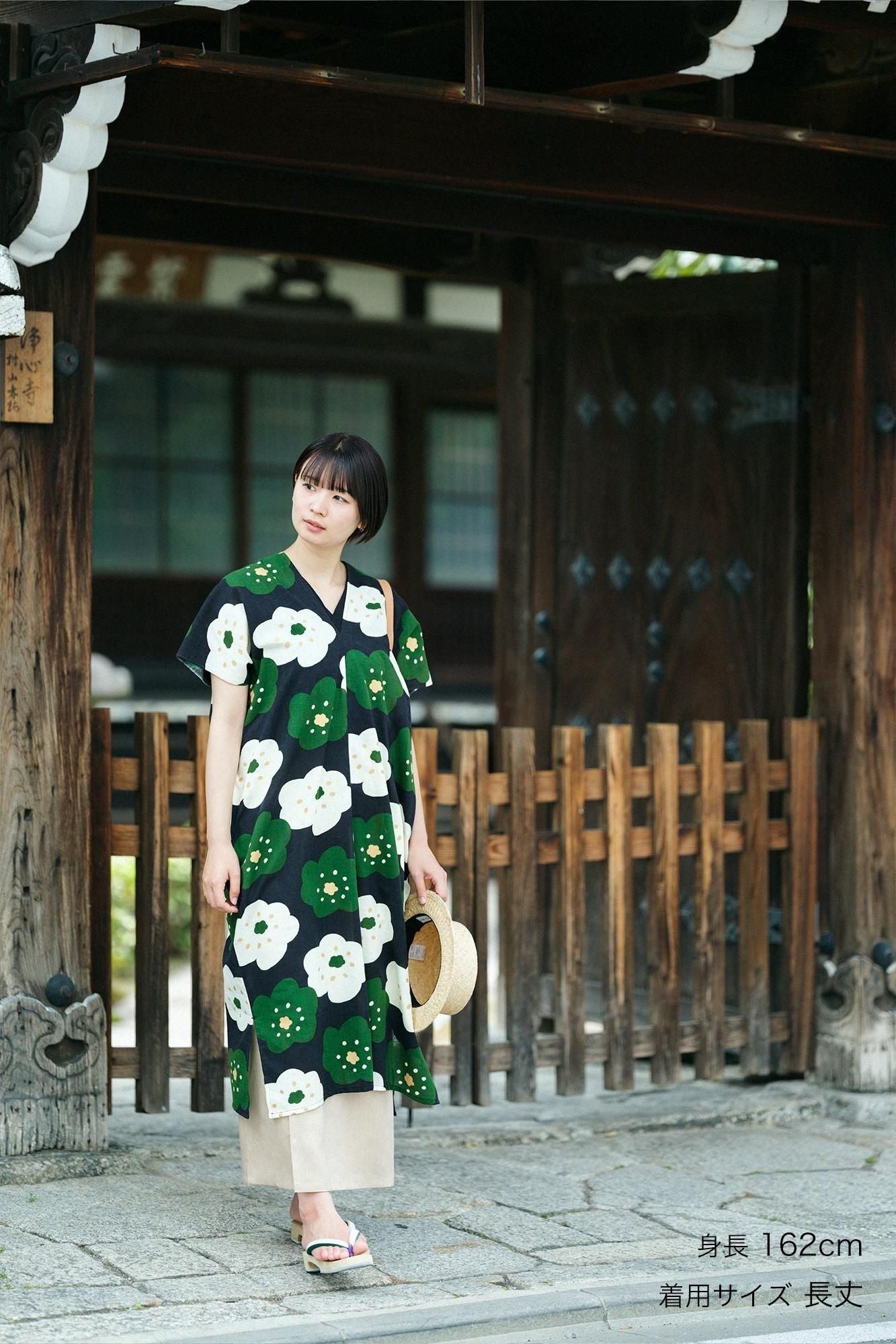 이세모멘 분 직사각형 원피스 후타츠미(둘)/호호에미 검은색