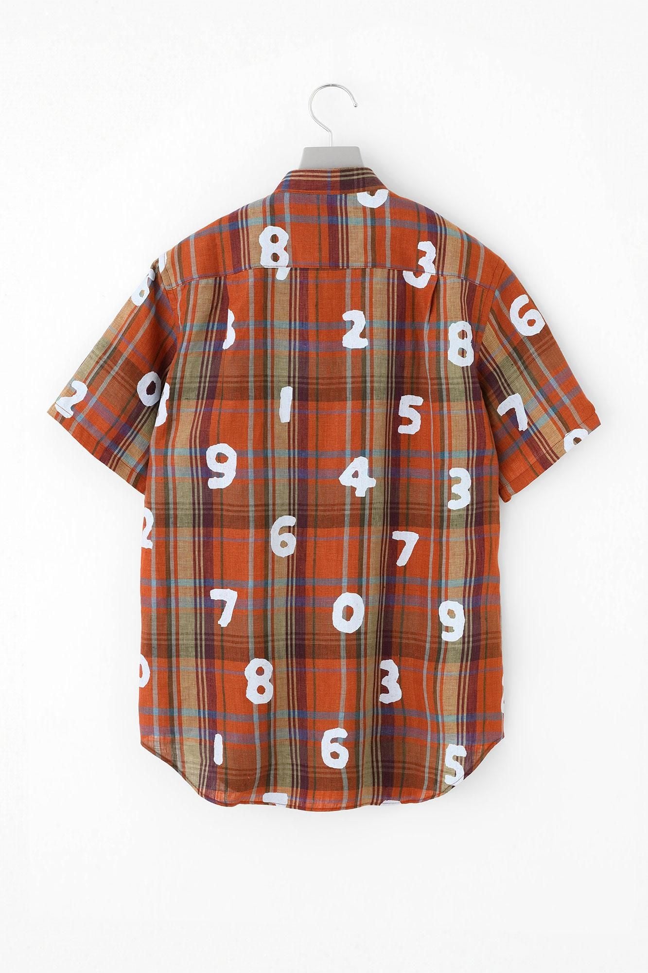 【net limited】Linen Check Short Sleeve Shirt / SO-SU-U dark Orange x Yellow