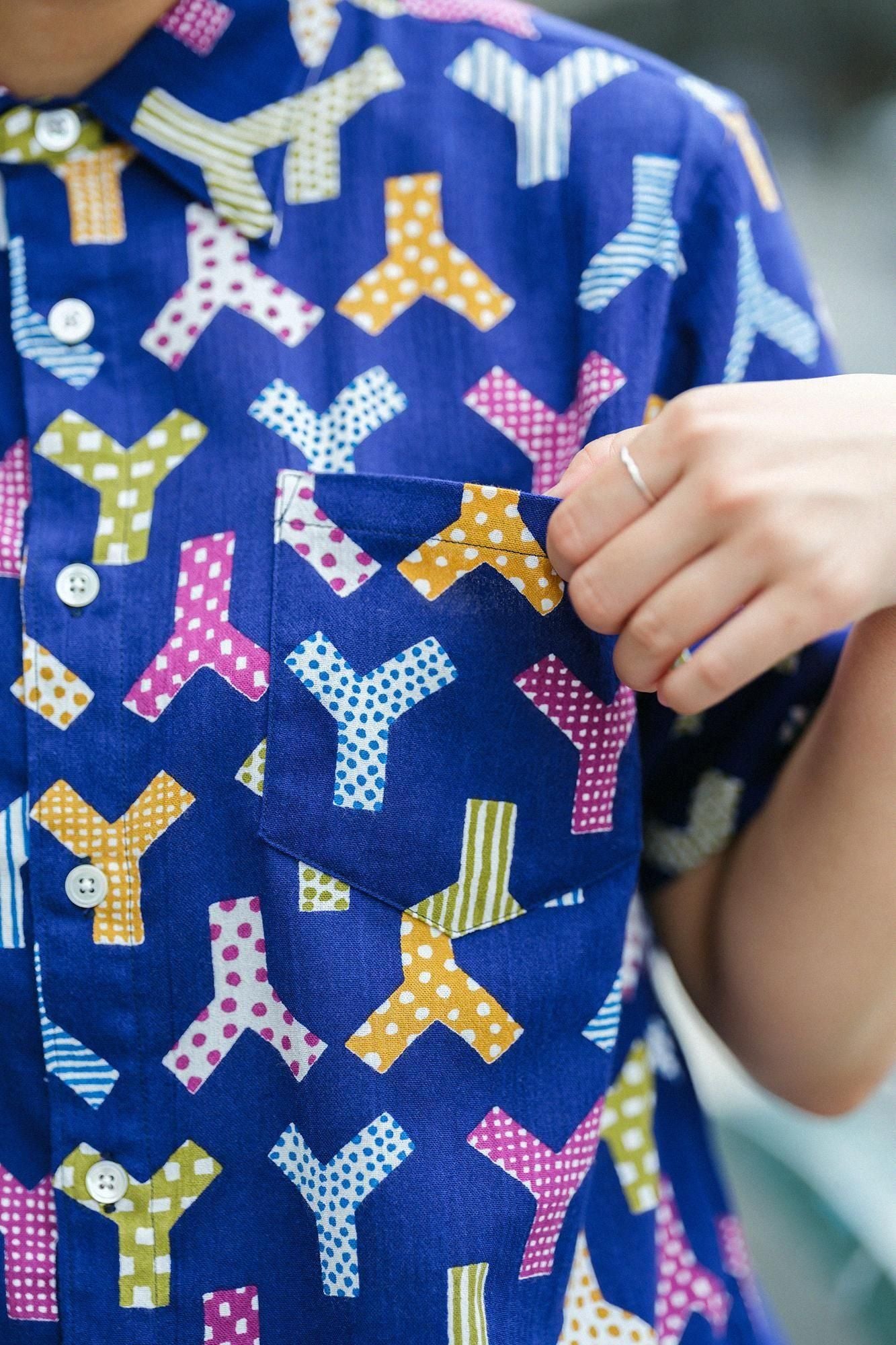 高島縮 20/20 半袖シャツ／人柄（ひとがら）