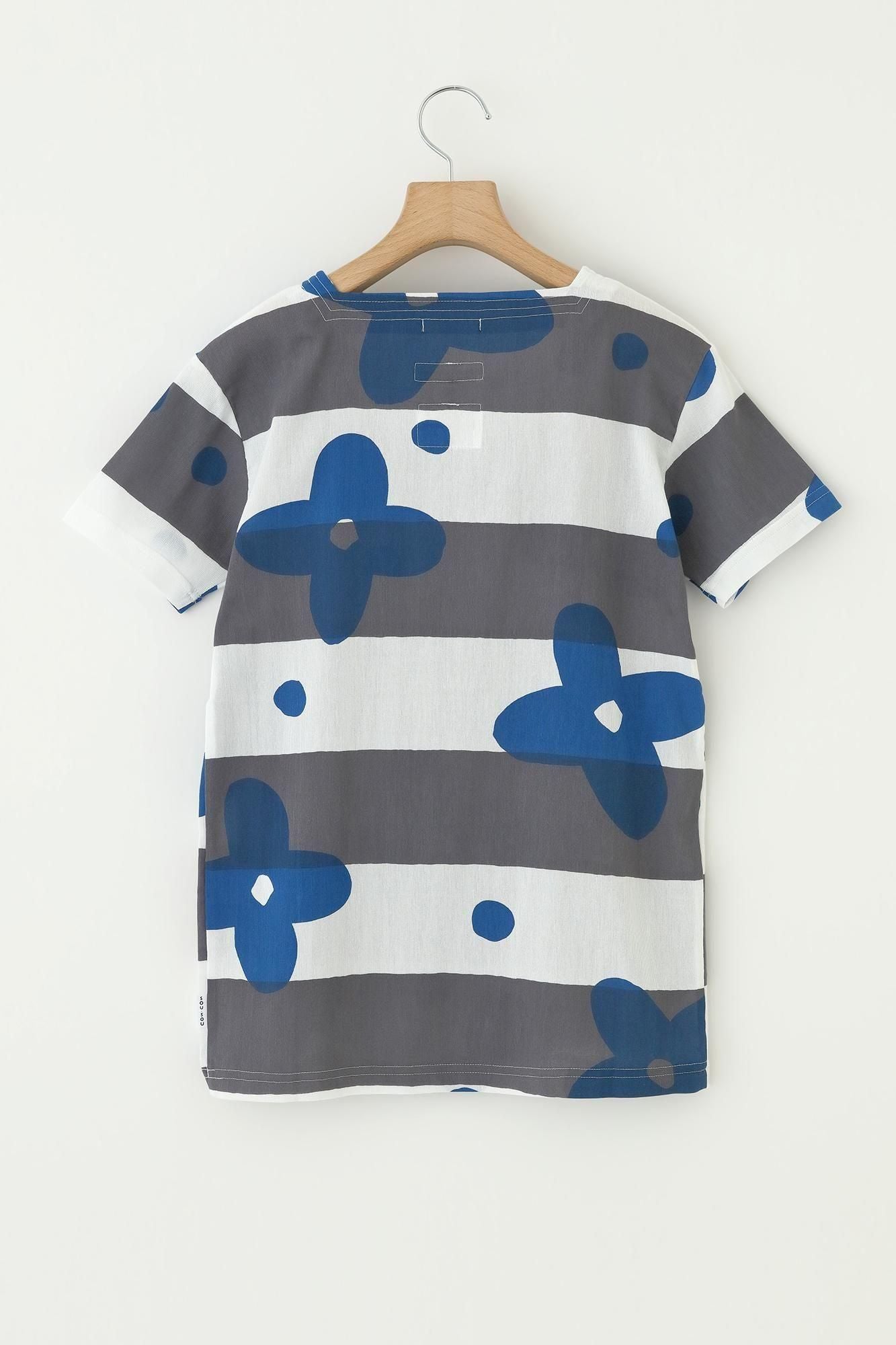 Chizimi Cotton 40/40 Short-sleeved Square Neck Shirt / Floral Breeze