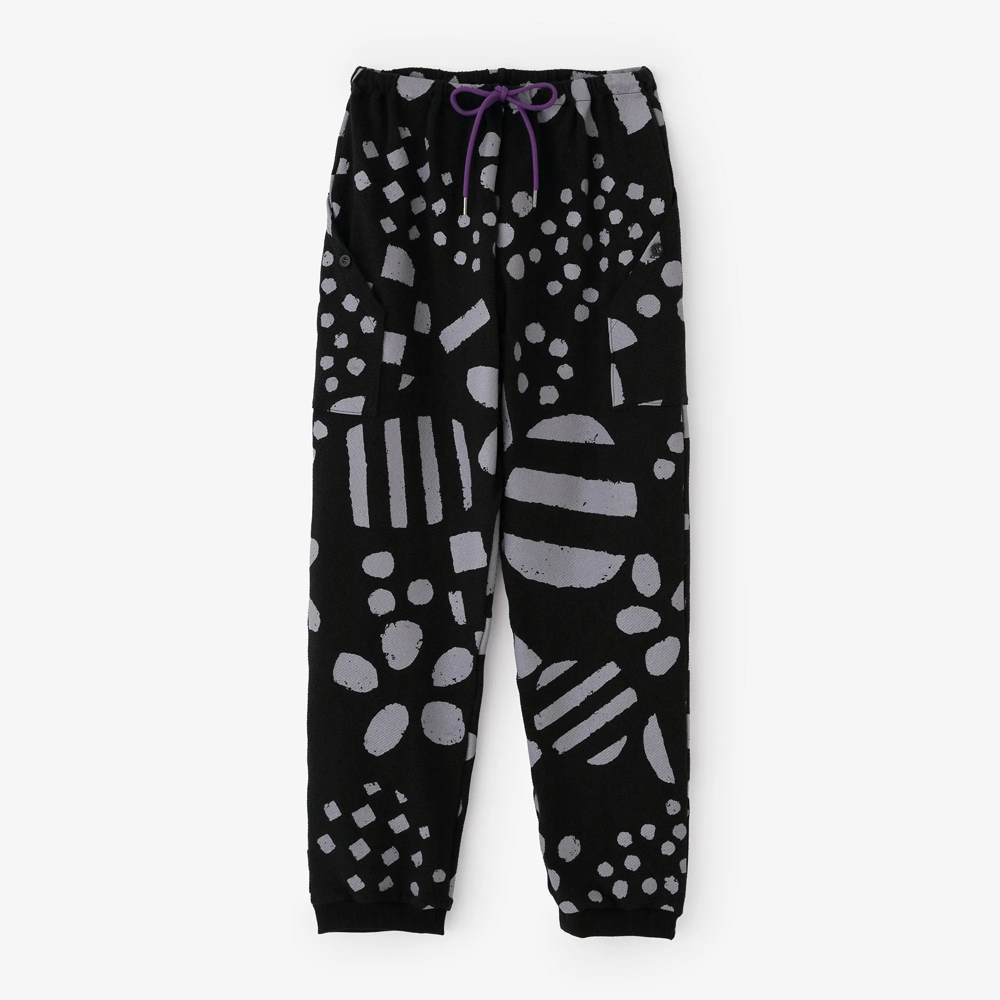 Puckered Jacquard BIKE Pants／Spring Buds Sunny Black