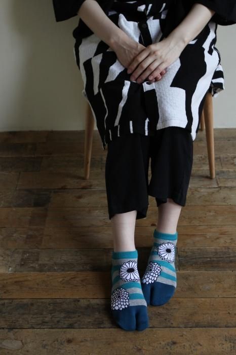 Tabi Socks（Low-cut）／Round Chrysanthemum Teal Green【Men・Women】