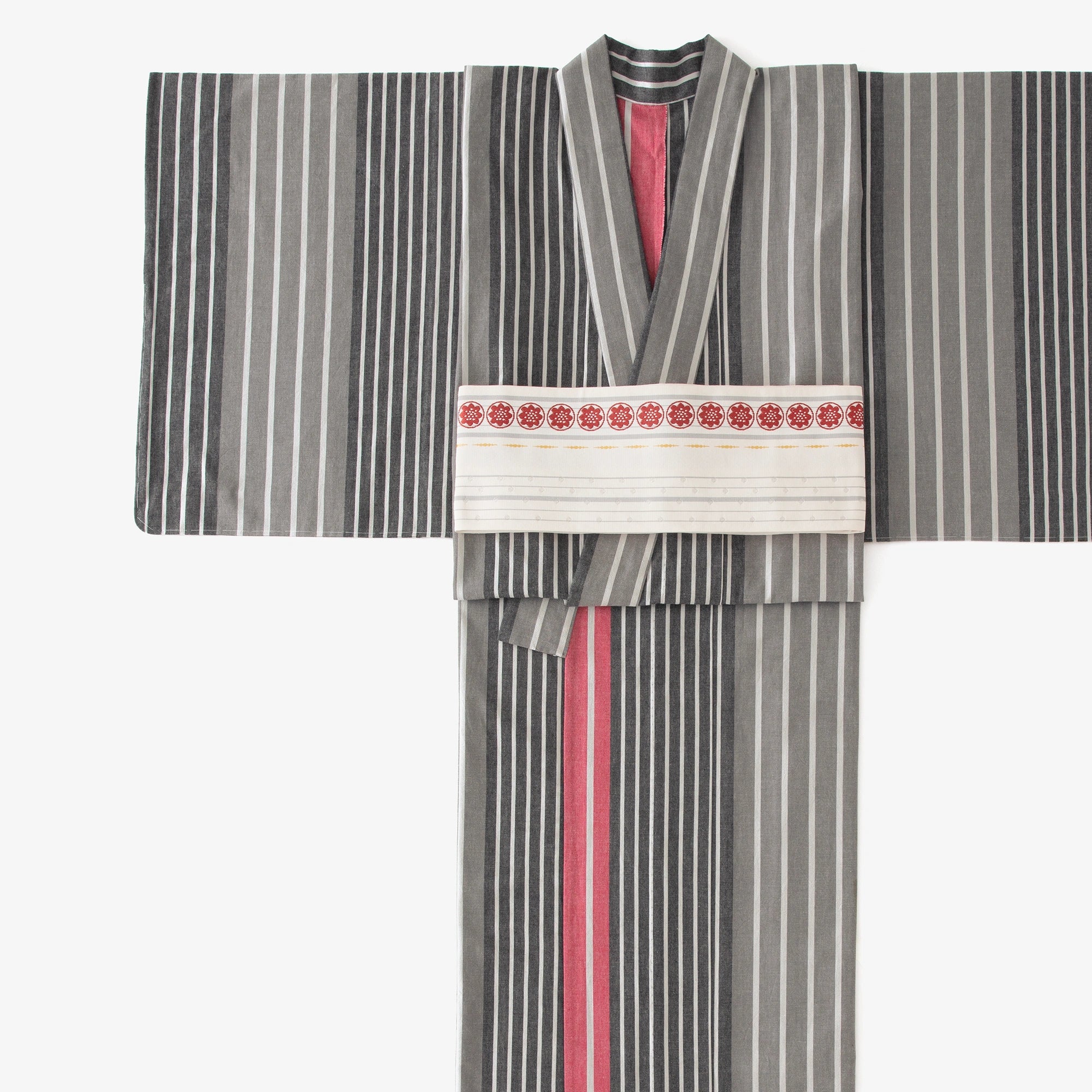 [※Durch Zuschneiden] Ise-Baumwolle (20/20) Kimono-Stoff/Dye-Nagashi-Streifen Dunkelrot