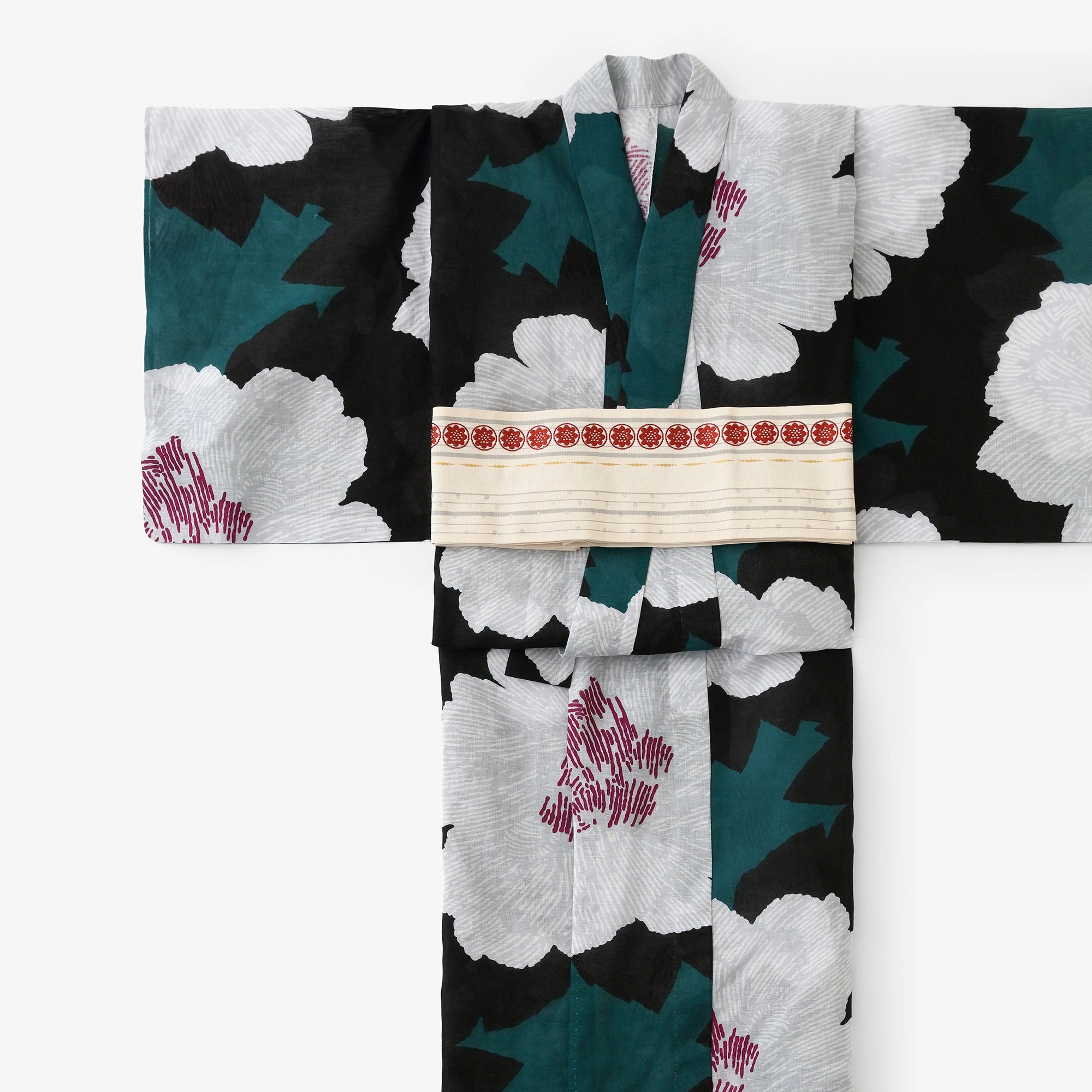 [Versand voraussichtlich um den 21. April] [*Durch Schneiderei] Yukata-Stoff aus Chita-Baumwolle, Baumwollleinen 30/30/Pfingstrose