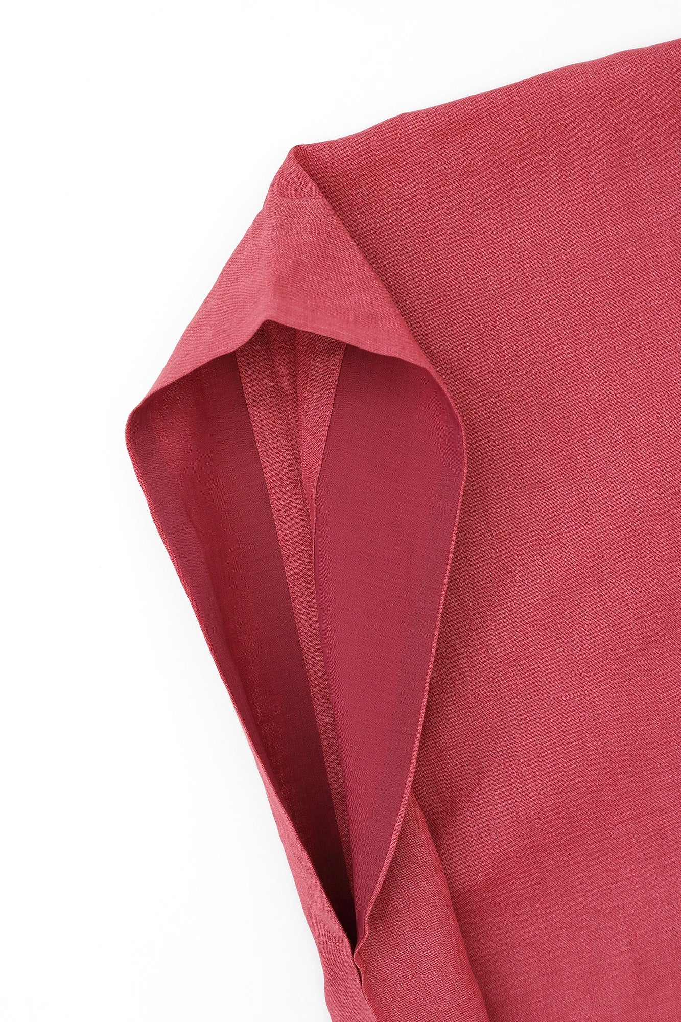 Linen Kisaragi Poncho Short／Purplish Red