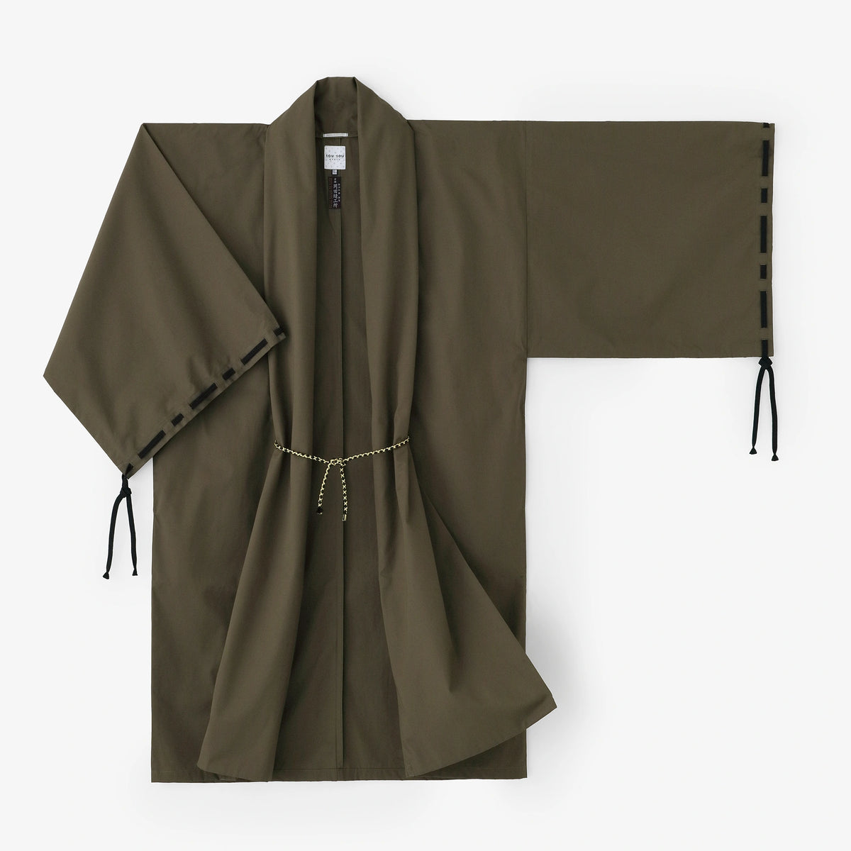 60 2-ply Water-repellent Rectangular Sleeve Coat Mid-length Single Layer / Greyish Matcha Color 