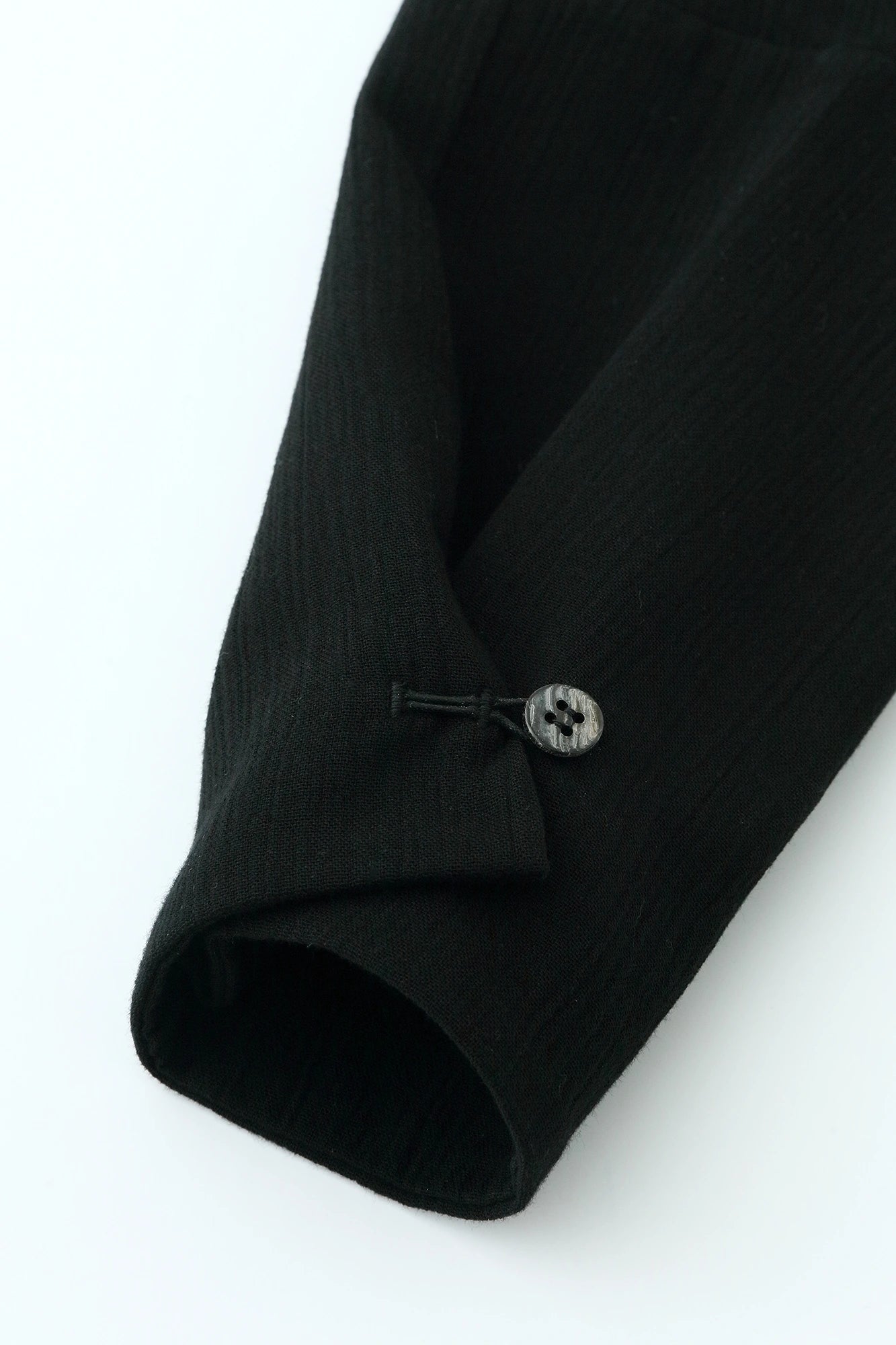 Chizimi Cotton 20/20 Tight-sleeved Kimono Shirt / Black