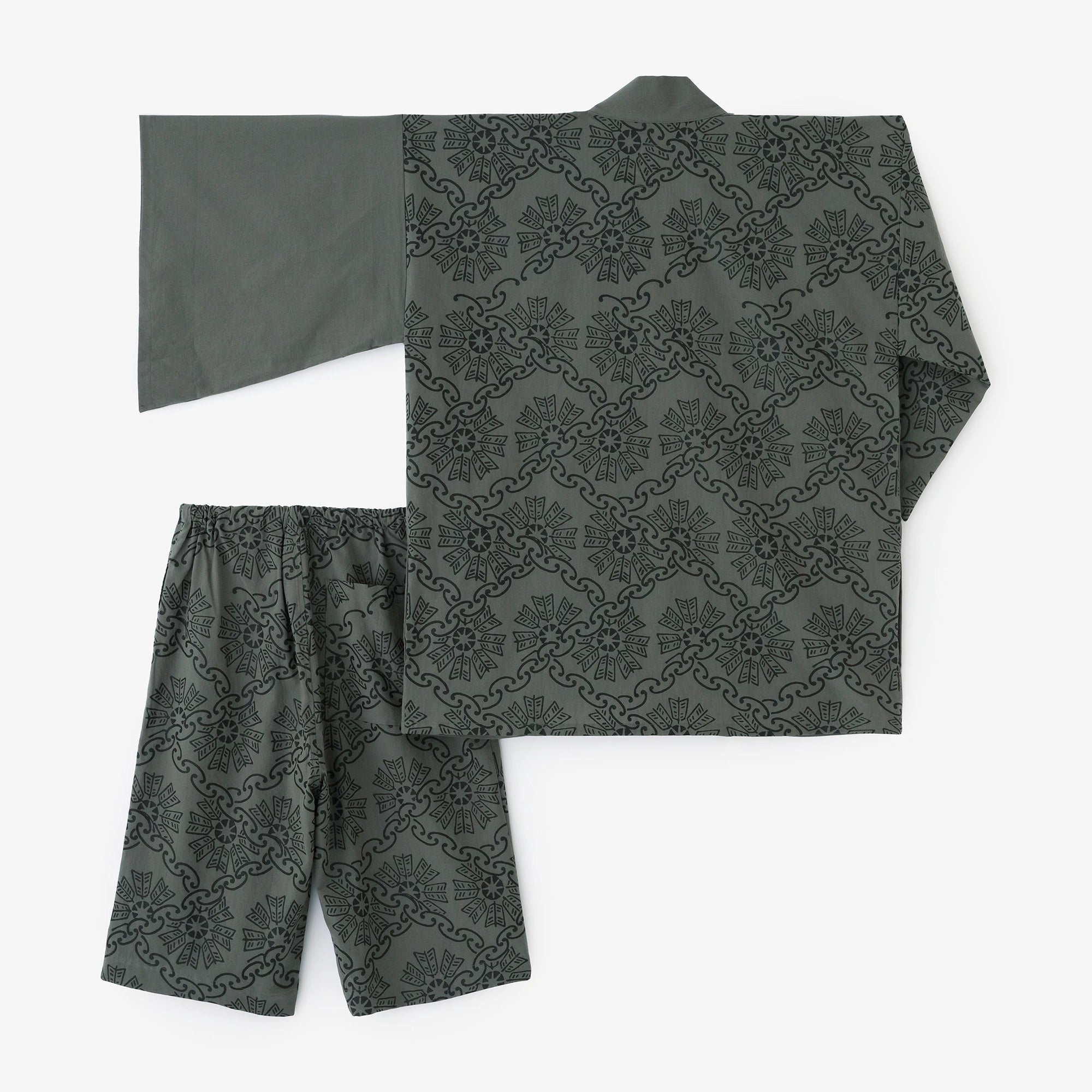 Popeline Jinbei Haori/Kantatsuri Yagurumamon Kopie (Utsushi) Stumpfe Farbe (Nibi-iro)