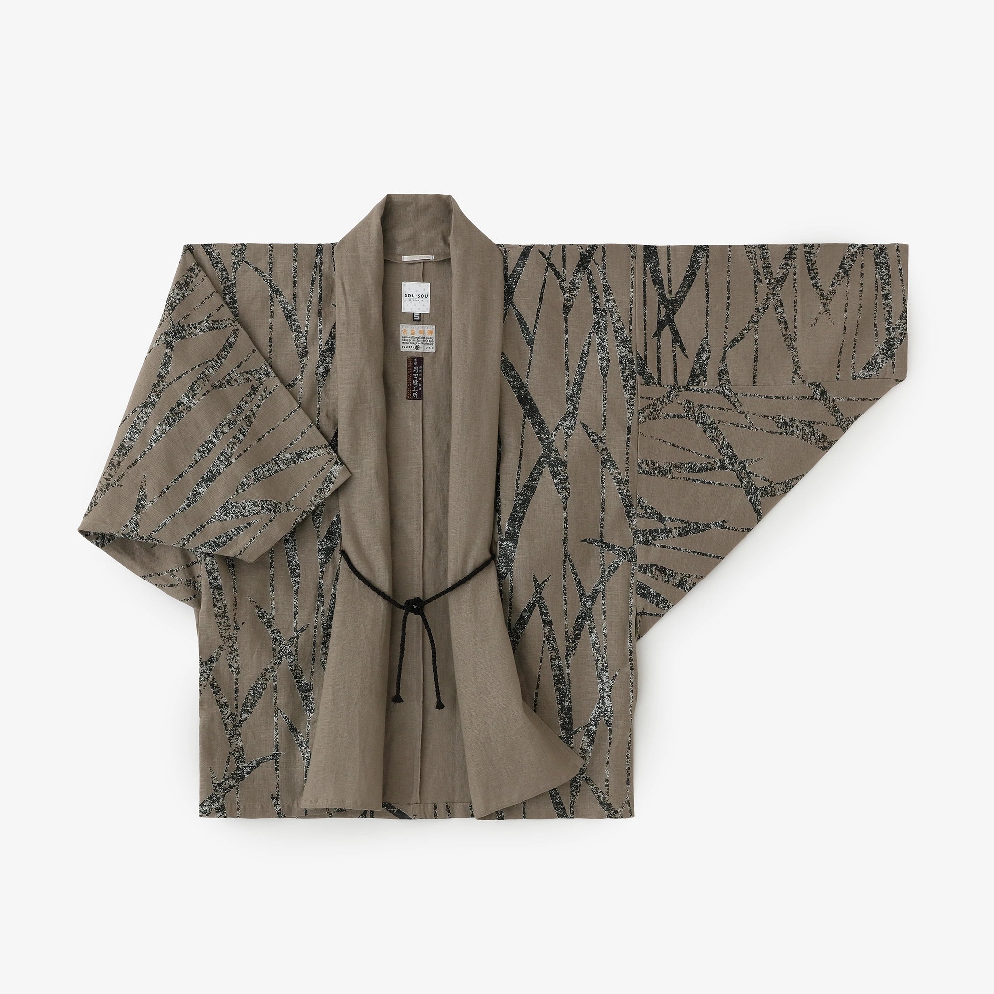 Linen Triangular Sleeve Coat Short Single Layer／Waterside Sabi Light Greyish Brown