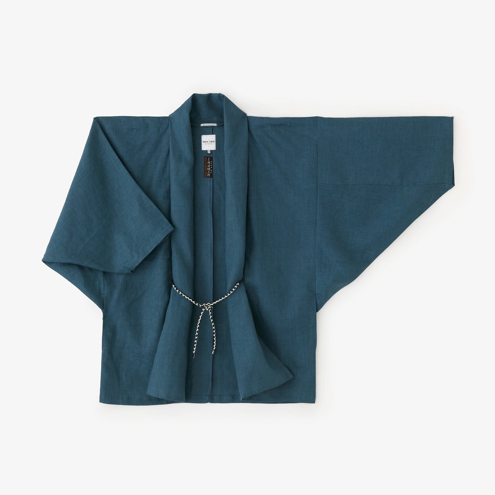 Linen Triangular Sleeve Short Coat Single Layer／Aquamarine