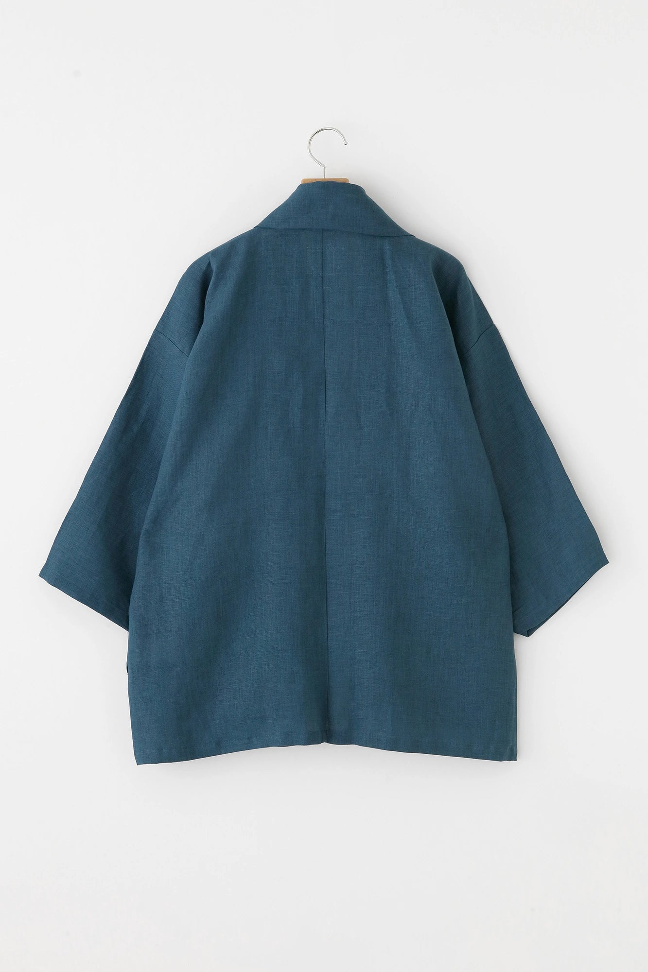 Linen Triangular Sleeve Short Coat Single Layer／Aquamarine