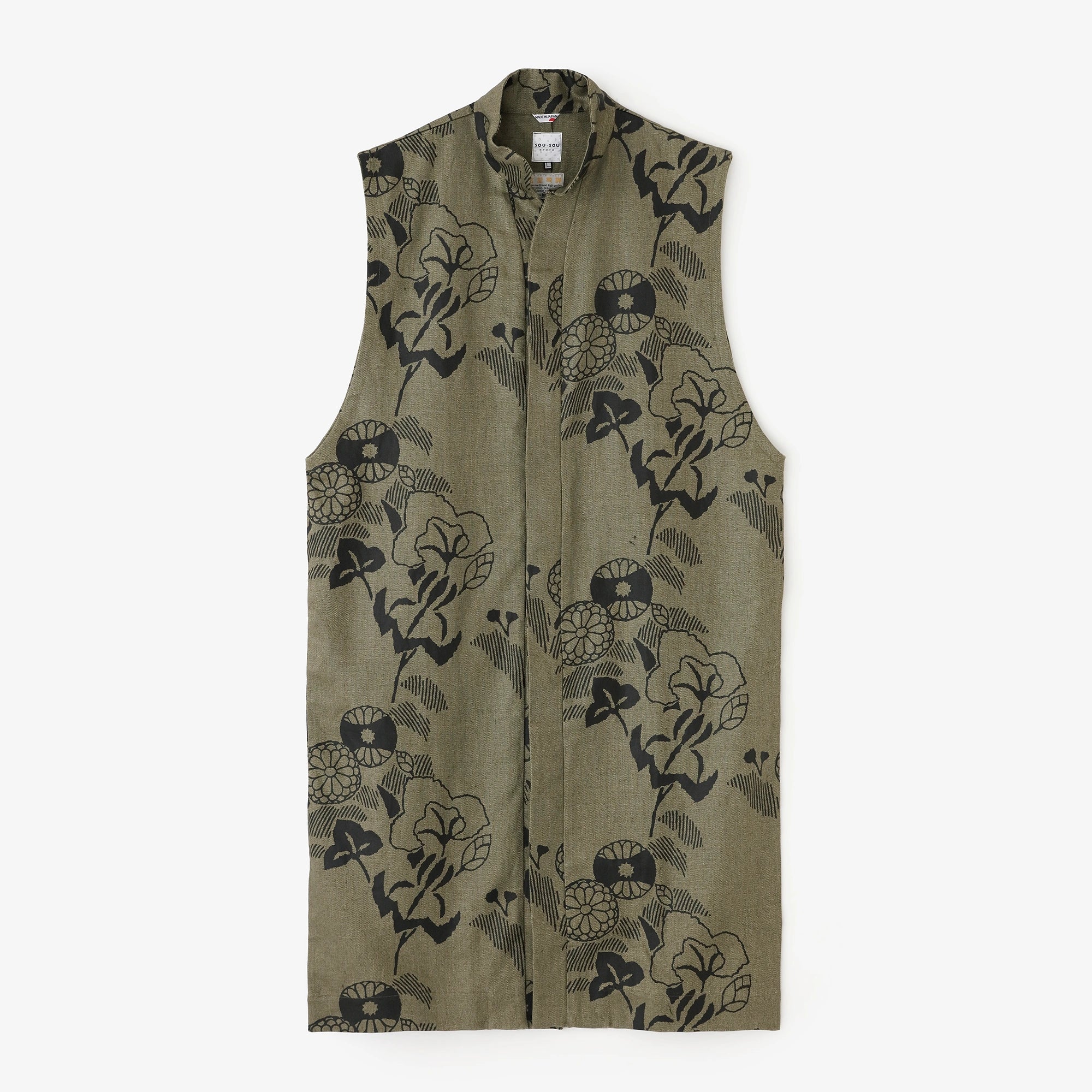 麻斜纹织长阵羽织单层／山风雅橄榄绿