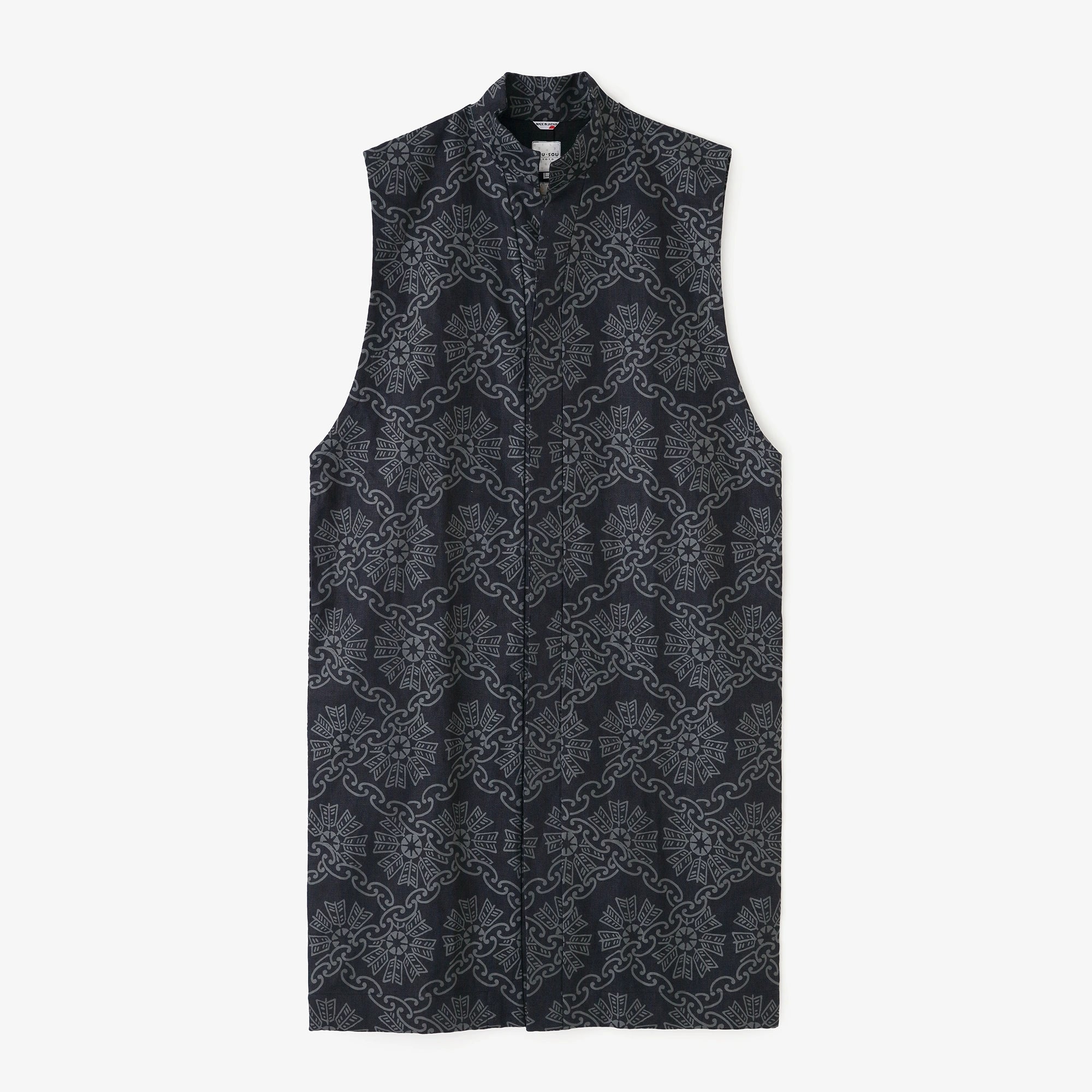 麻斜纹织长阵羽织单层／圆环风车纹再现暗蓝色