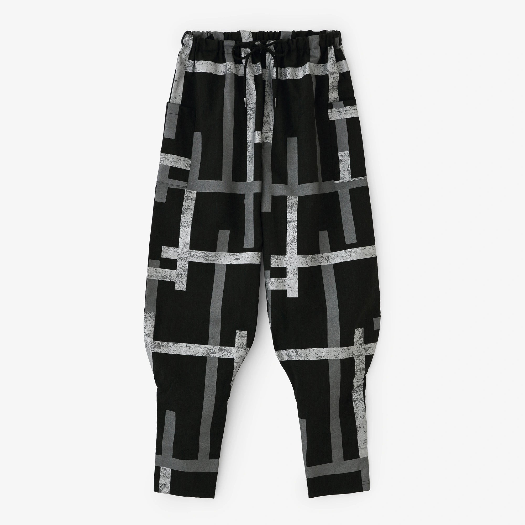 梳毛哈伦裤／栅栏二重侘寂墨黑色