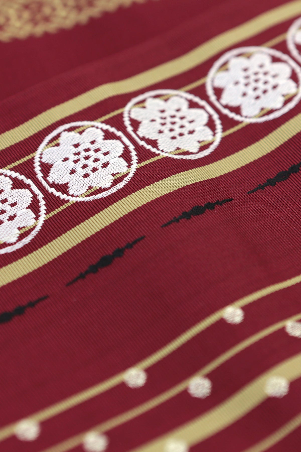 Hakata Half-width Obi Belt／Dark Red