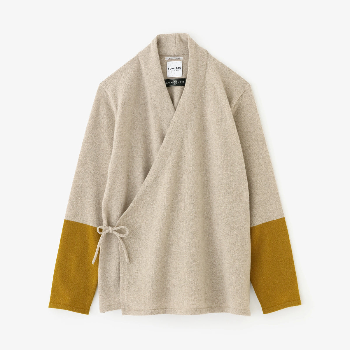 【Ships ard 11/17】SOU・SOU×ALPHA Cashmere Bi-color Sleeve Kimono Sweater／Beige Body
