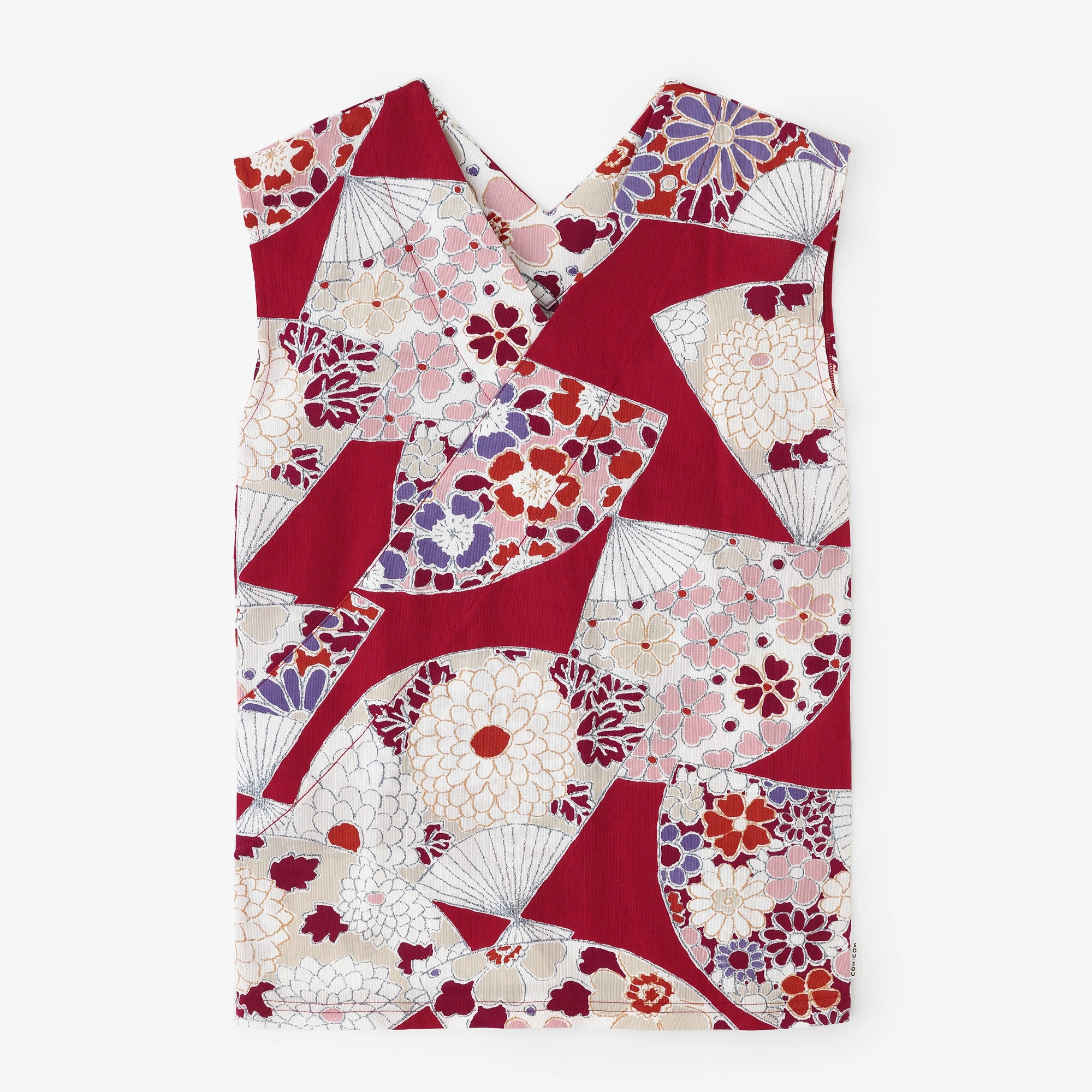 [Versand voraussichtlich um den 21. April] Takashima Chijimi 40/40 kragenloser Jiban/Fächer (Fächer) dunkelrot (rote Farbe)